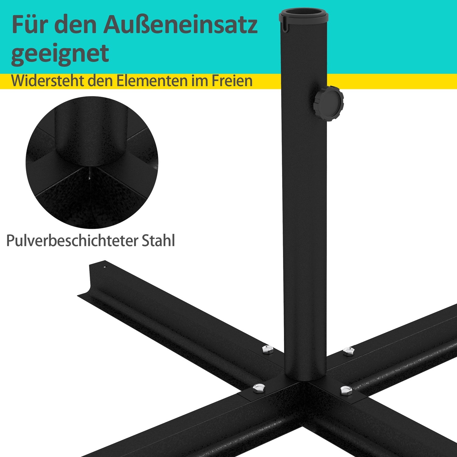 Parasolvoet, Zwart - 4 kg, Geschikt voor palen van Ø38-48 mm