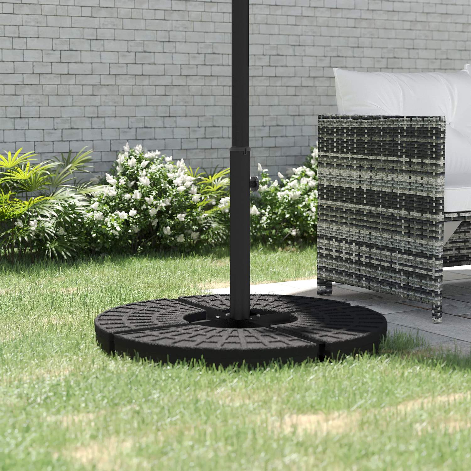 Parasolvoet, Zwart - 4 kg, Geschikt voor palen van Ø38-48 mm