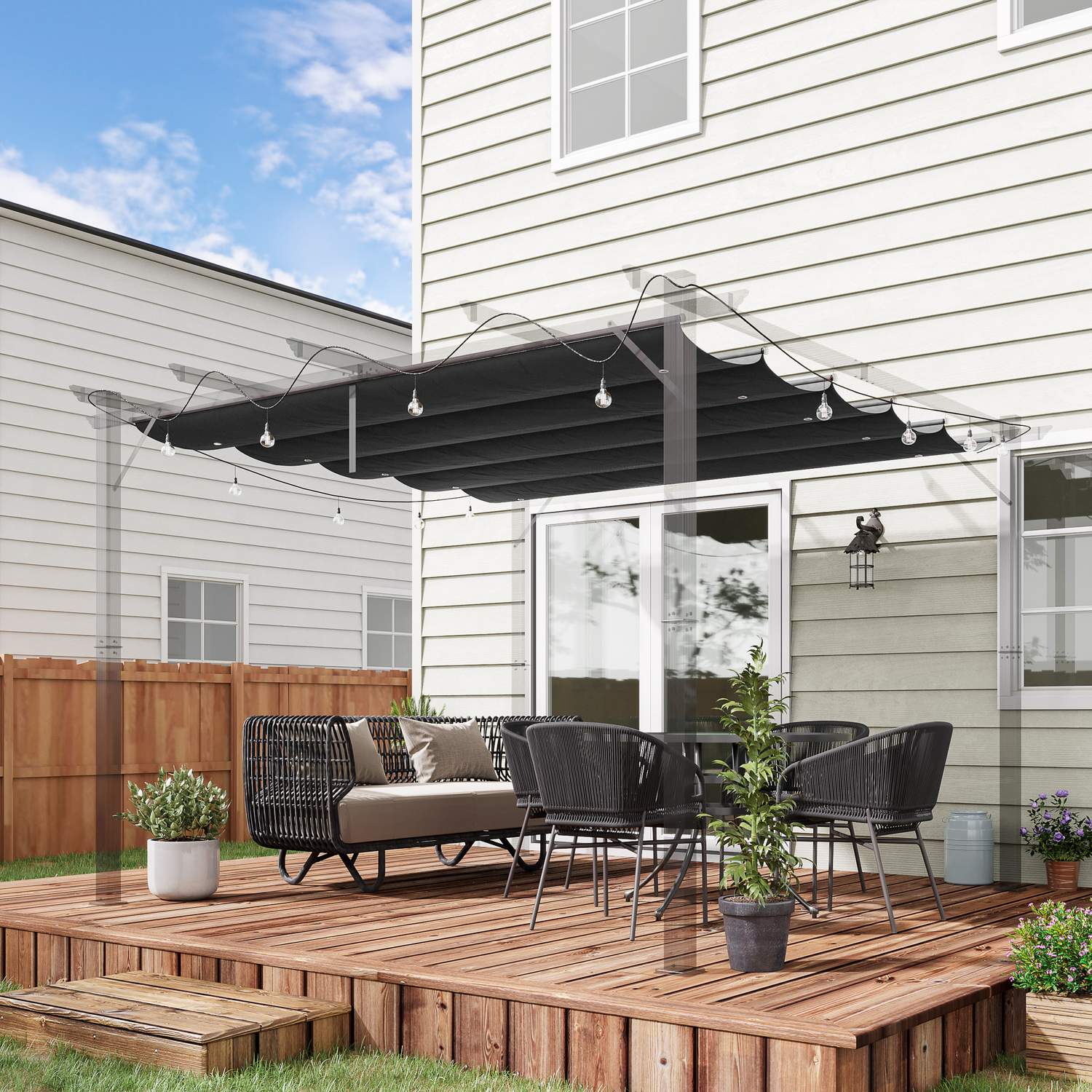 Toit de rechange pour pergola 2,5x2,55m, gris foncé, imperméable