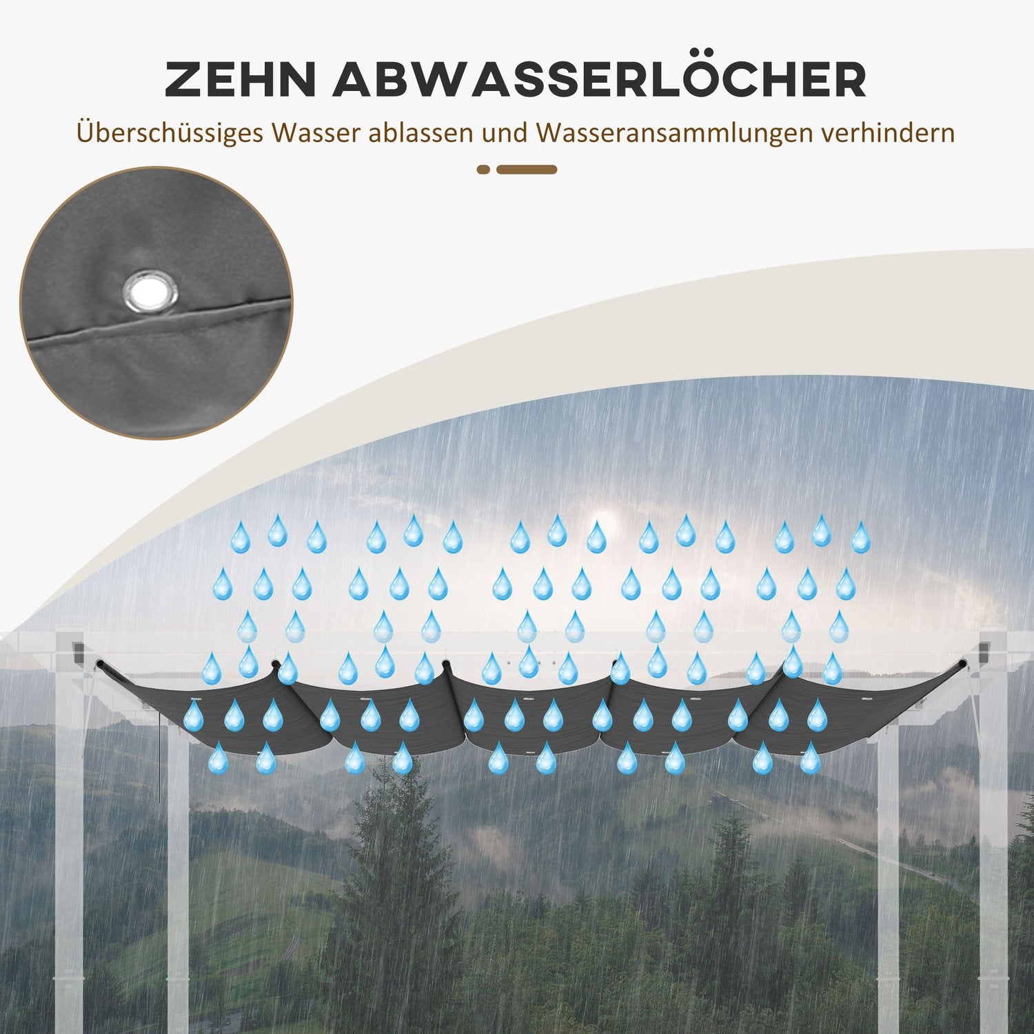 Toit de rechange pour pergola 2,5x2,55m, gris foncé, imperméable