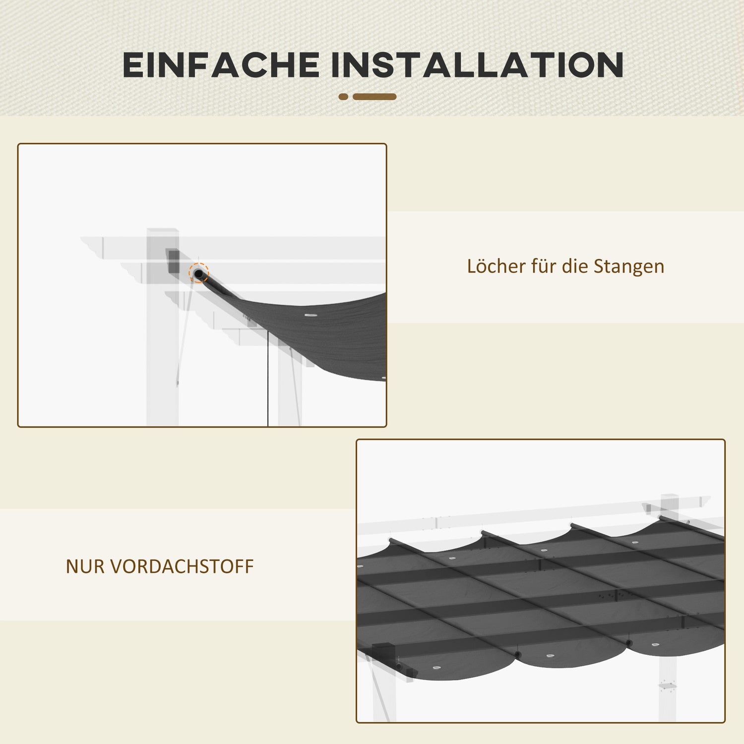 Toit de rechange pour pergola 2,5x2,55m, gris foncé, imperméable