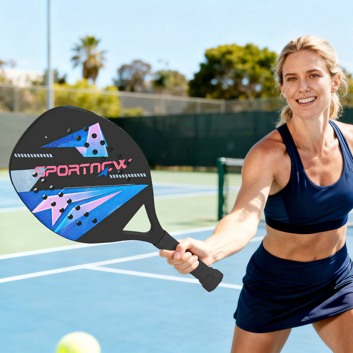 Pickleball-paddelset, koolstofvezel, antisliphandvat, tas inbegrepen