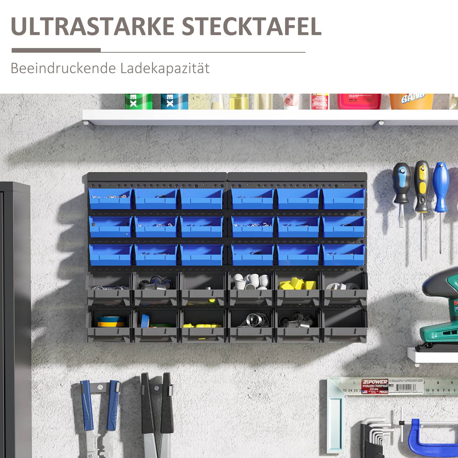 Kunststofrek, 63x18x37,5 cm, 30 laden in verschillende maten