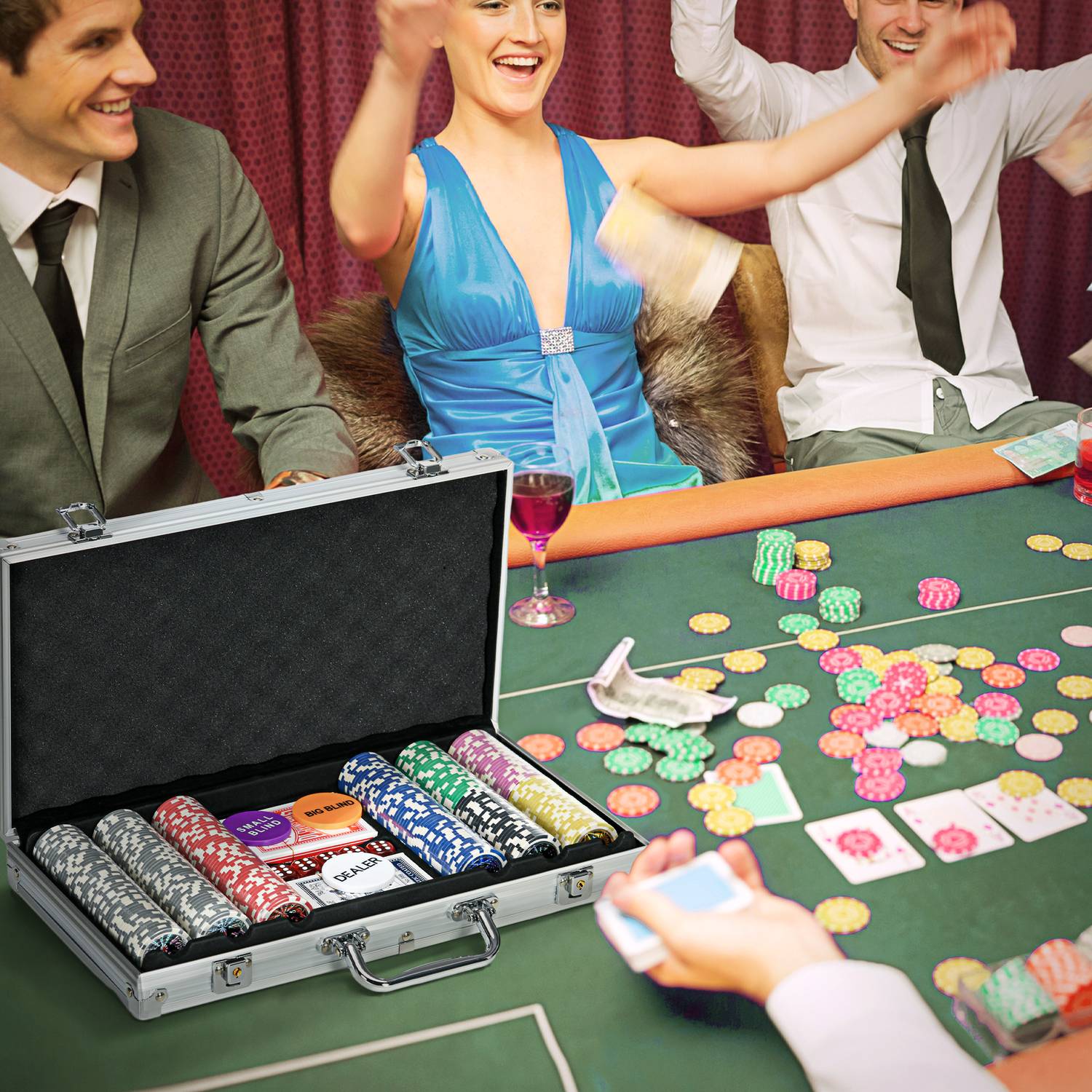 Pokerchipset 300 delar 11.5G med lås och tillbehör