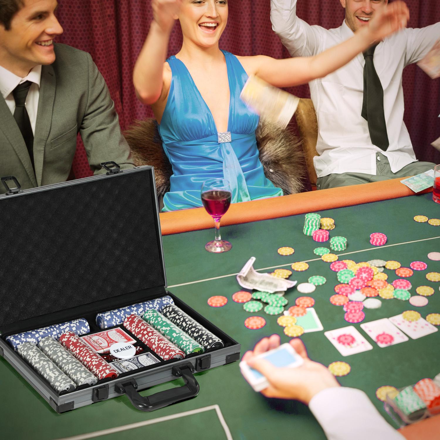 Pokerset med 400 marker, lekmatta och aluminiumfodral
