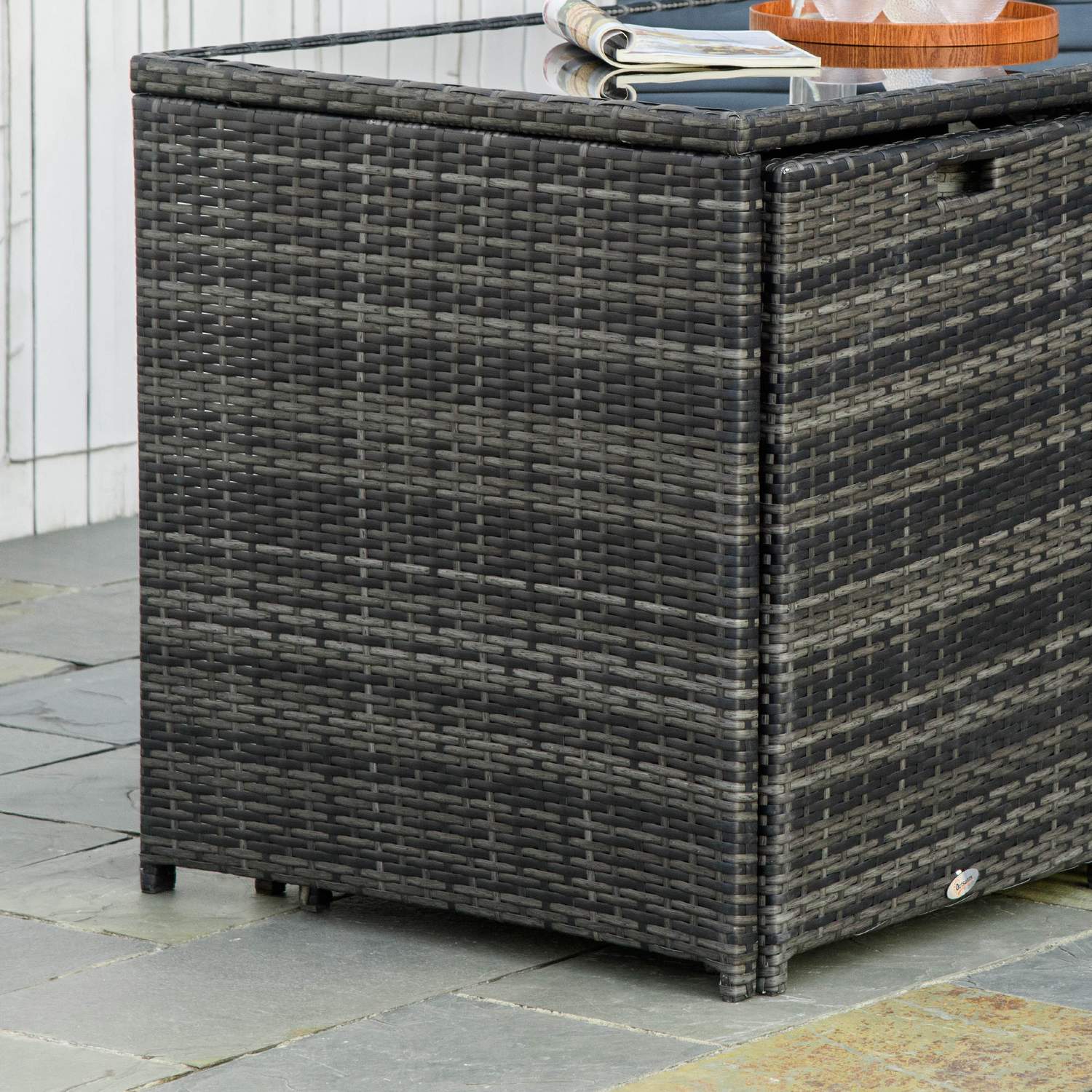 Polyrattan tuinset voor 4 personen, Stalen frame, Grijs