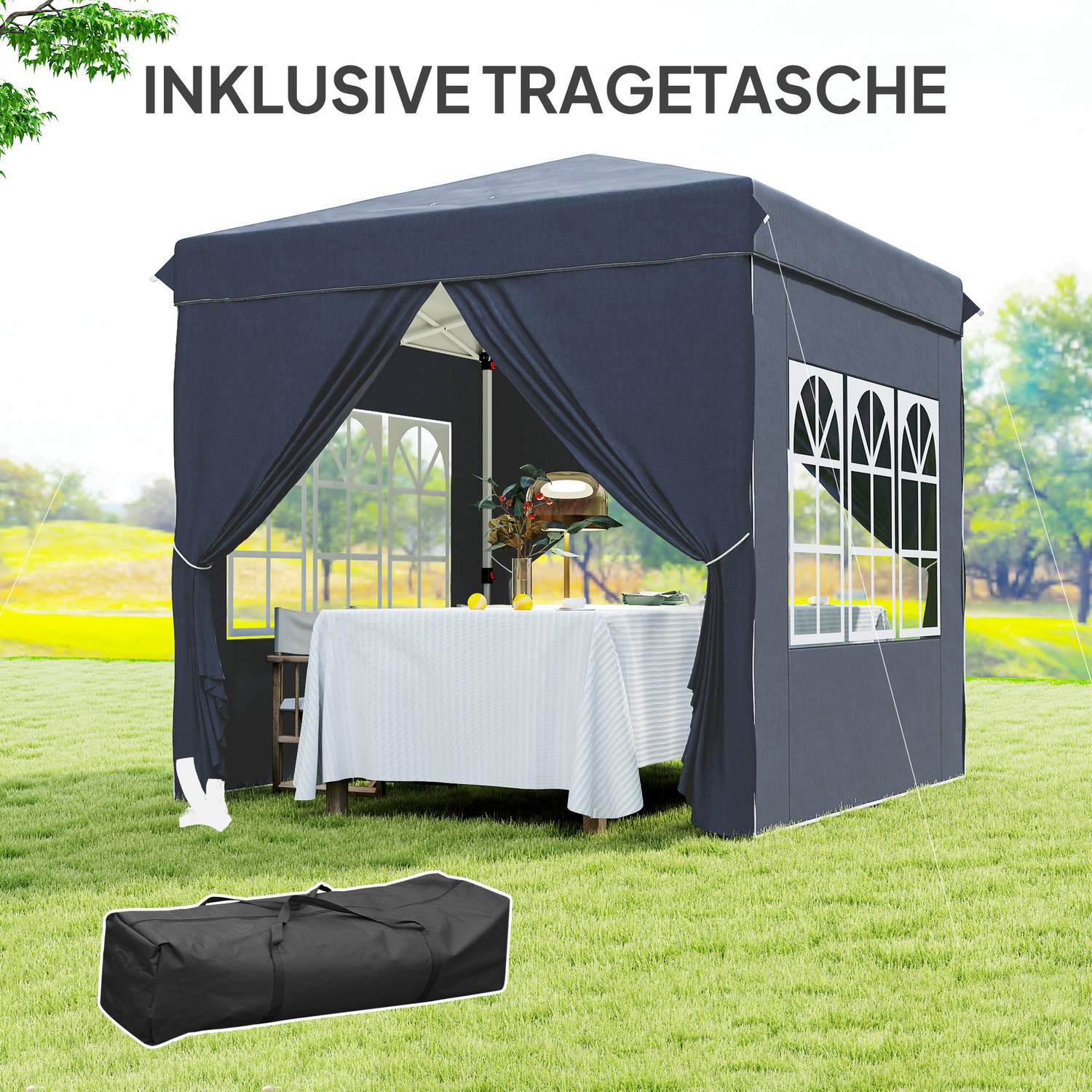 Pop-Up partytent, 2,5x2,5m, waterafstotend, UV 50+