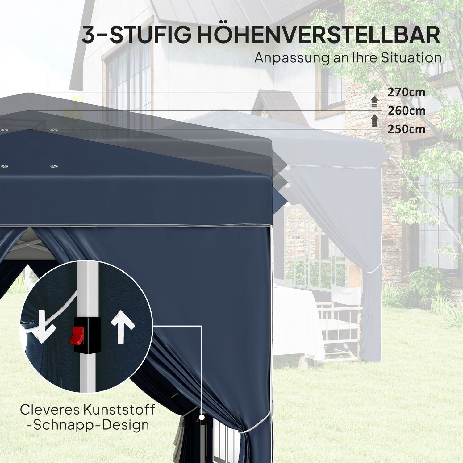 Pop-Up partytent, 2,5x2,5m, waterafstotend, UV 50+