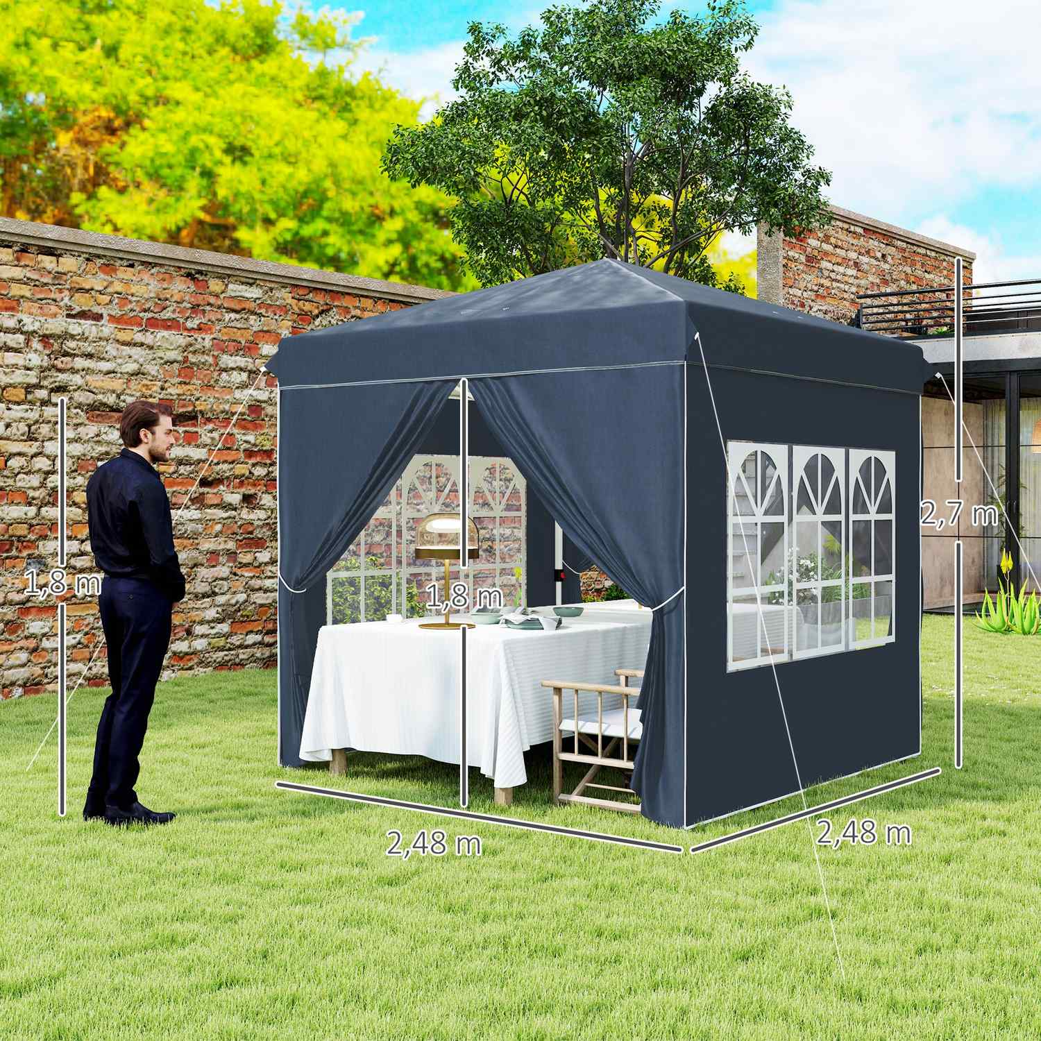 Pop-Up partytent, 2,5x2,5m, waterafstotend, UV 50+