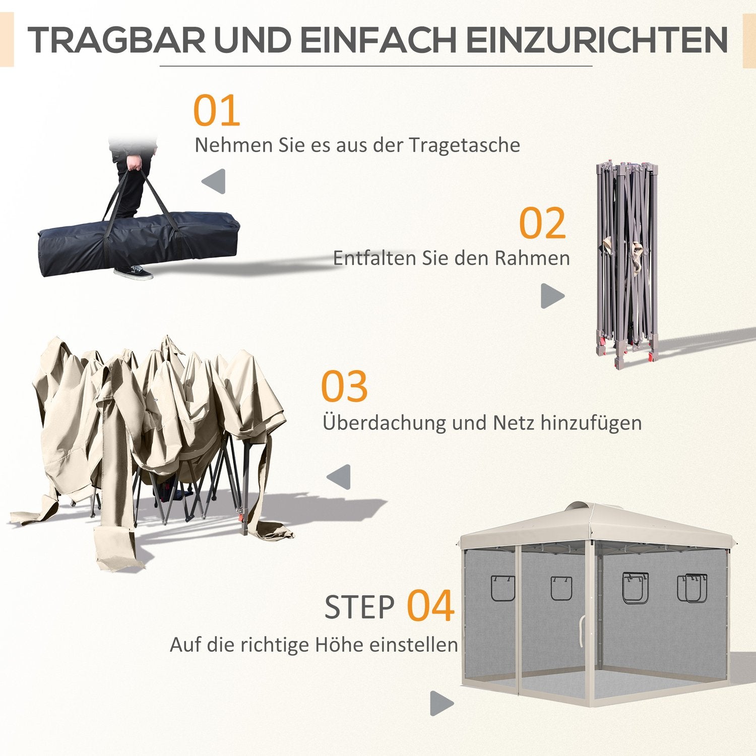 Pop-Up Partytent 3x3M met UV-bescherming & Gaasgordijnen