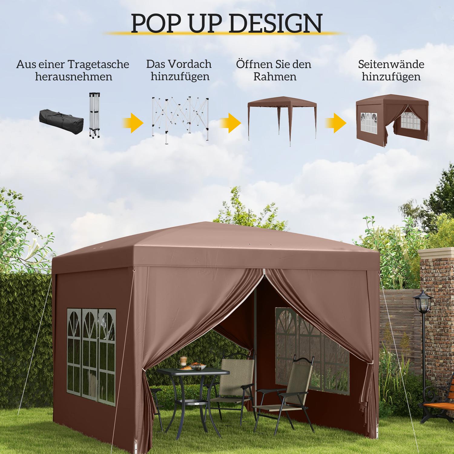 Pop-Up Partytent 3x3m, UV-bescherming, Waterafstotend, Stabiel