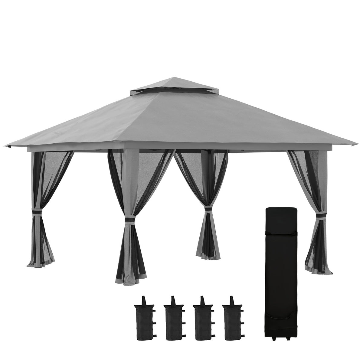 Pop-up tuinpaviljoen 4x4M met UV-bescherming en gaaswanden