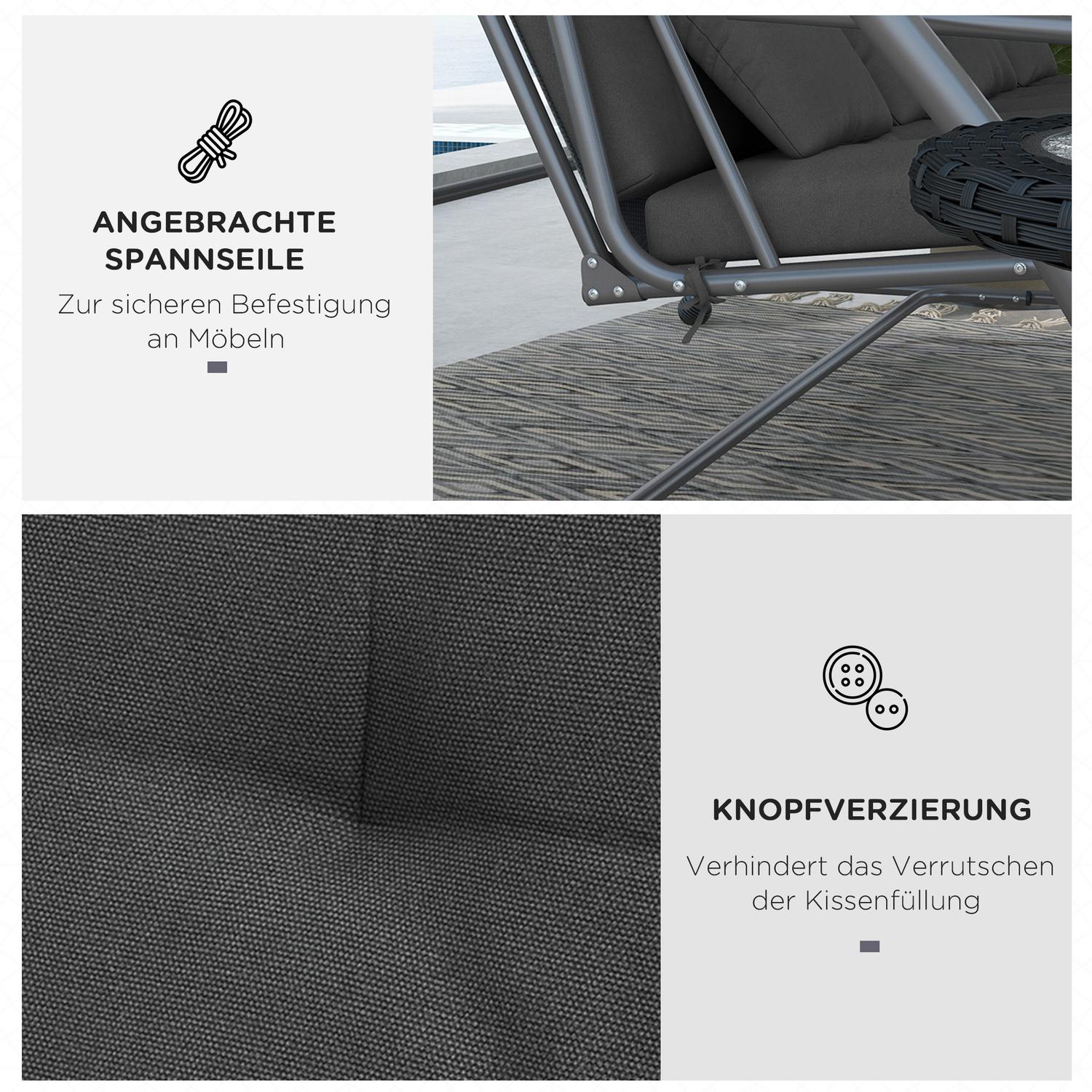 Verandaschommelkussenset – Donkergrijs, 170 cm