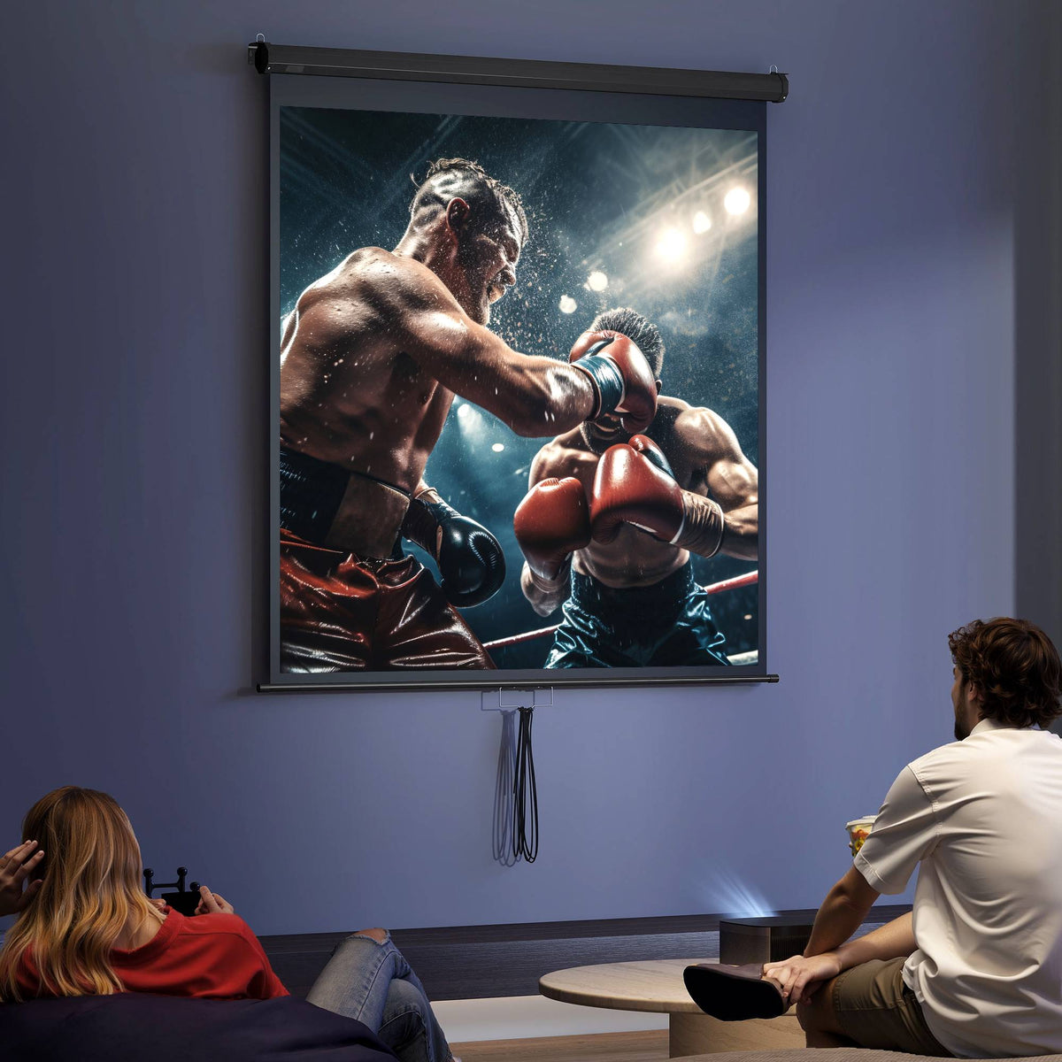 Projectiescherm 85 inch, 1:1 4K, wand- of plafondmontage