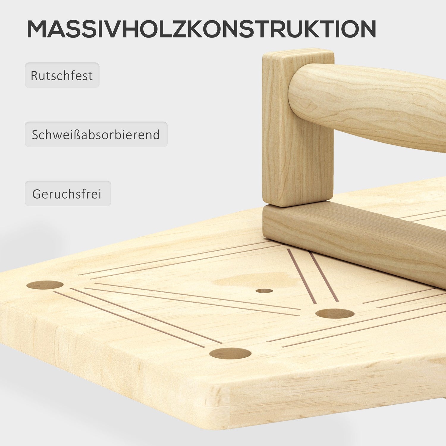 Maniglie per flessioni in legno con elastici, 11 esercizi