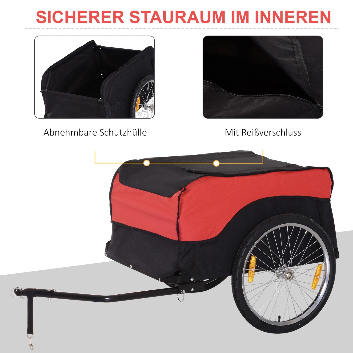 Rood-zwarte fietsbakfiets, transportopslag