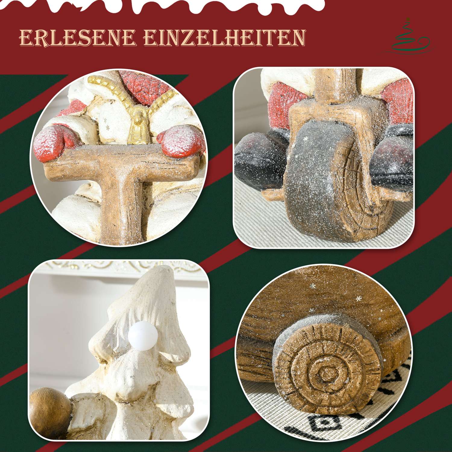 Nette kerstversiering met LED-verlichting, 44cm