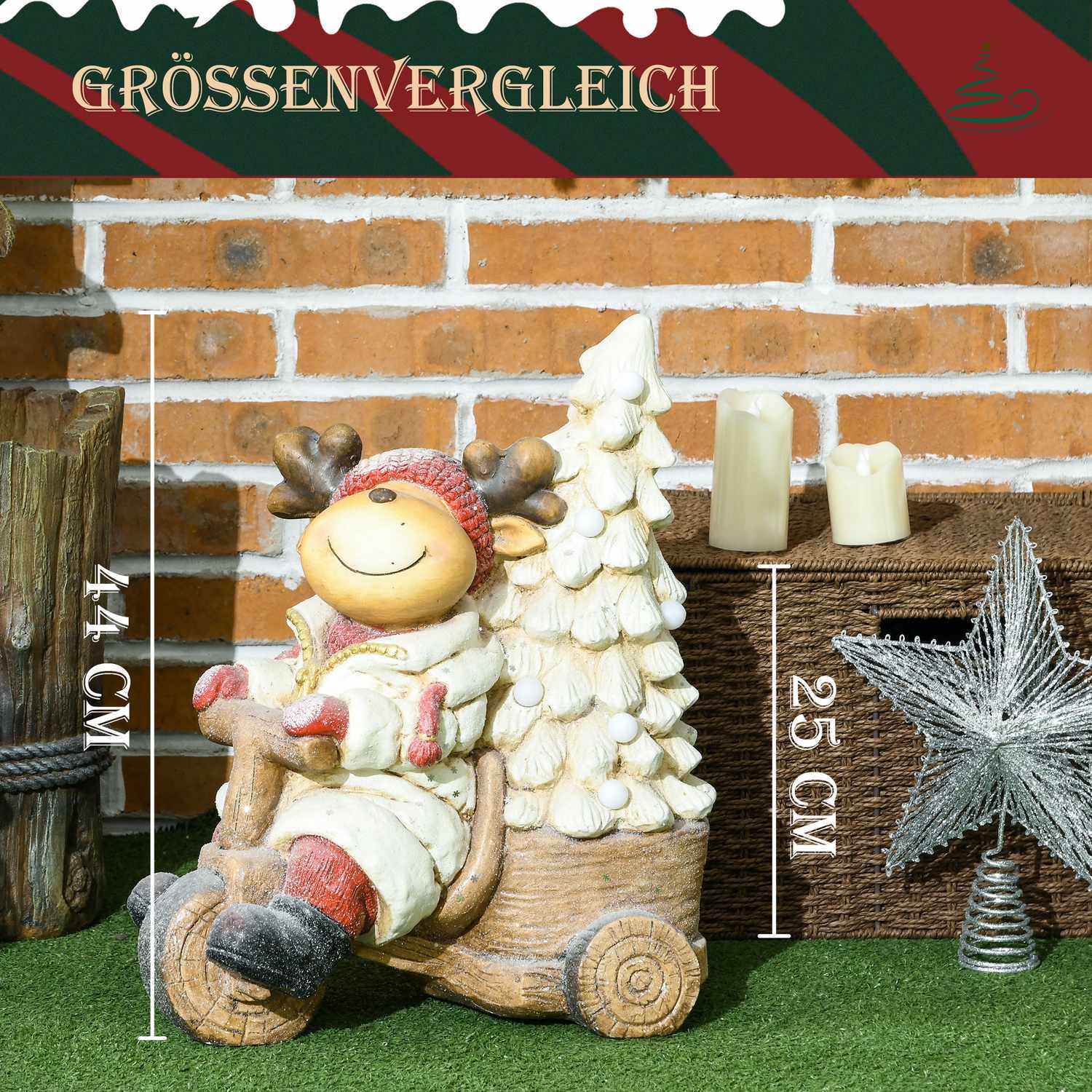 Nette kerstversiering met LED-verlichting, 44cm