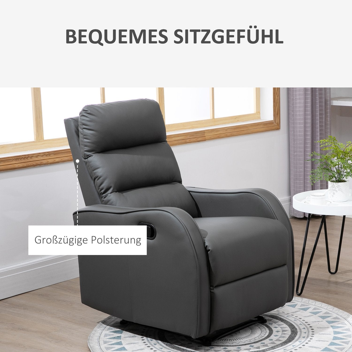 Schommelende Relaxfauteuil, Draaibaar Met Bekerhouder, Microvezel