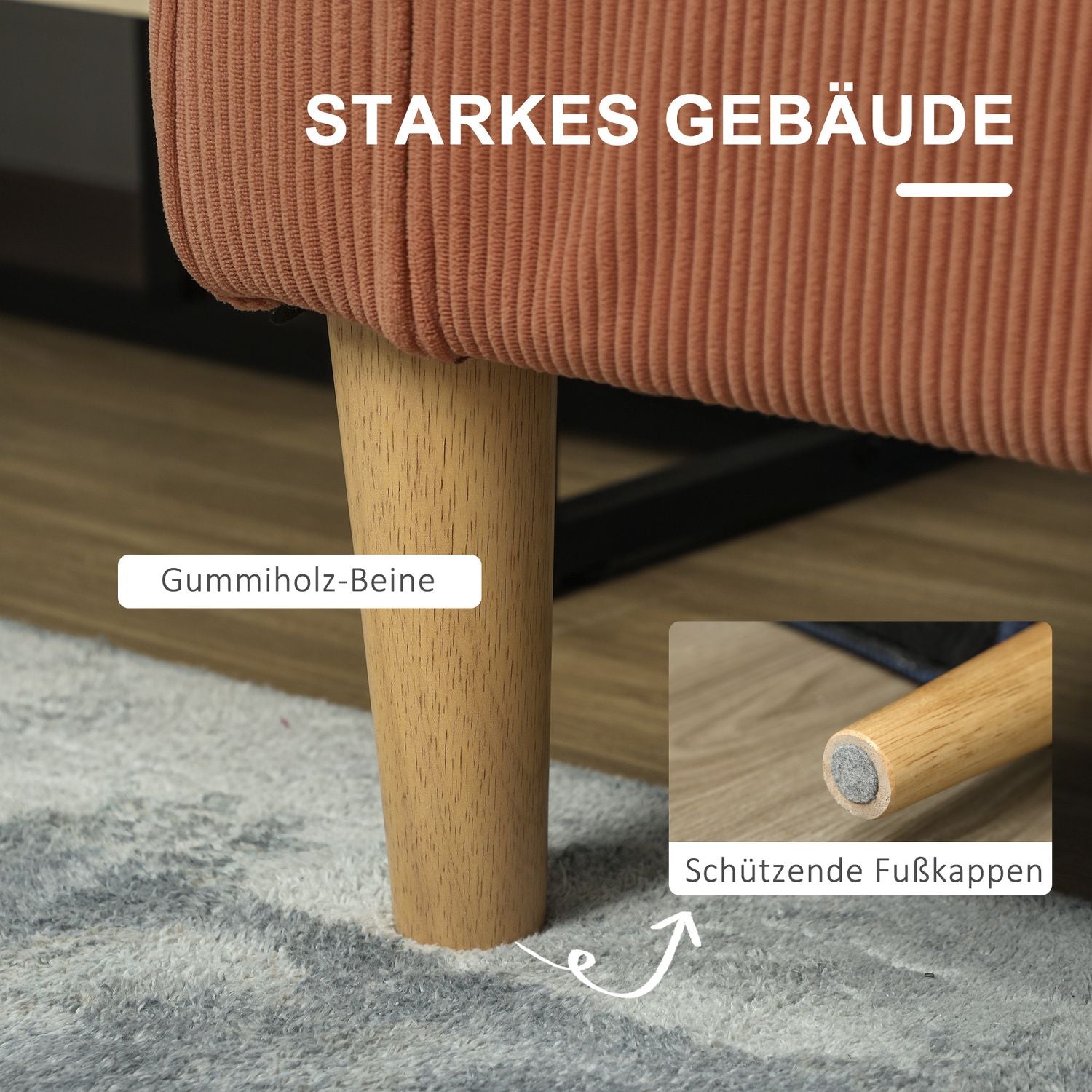Rosa 2-Sitzer-Sofa mit Aufbewahrung, modernes bezogenes Design