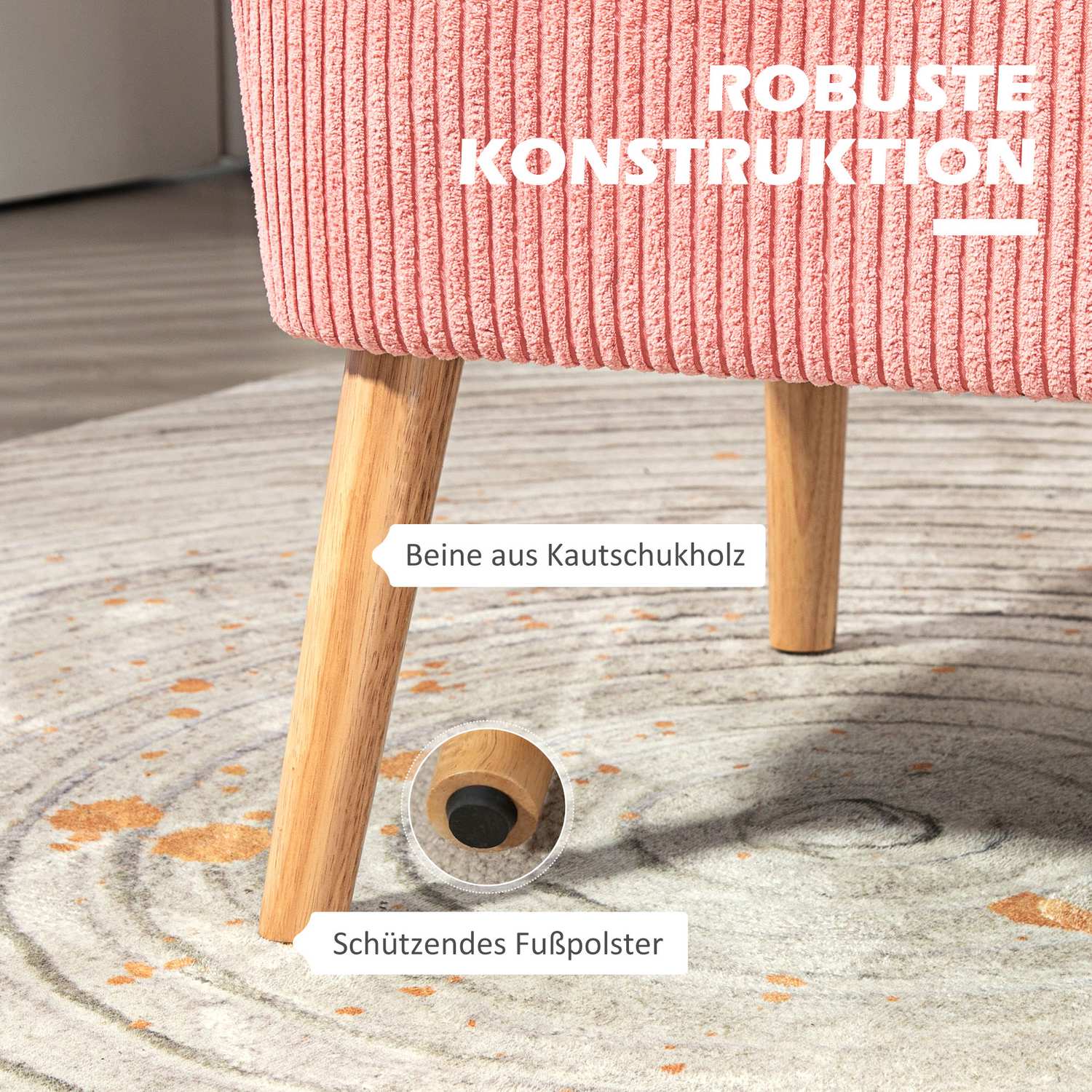 Roze 2-zits gestoffeerde bank – compact en gezellig design