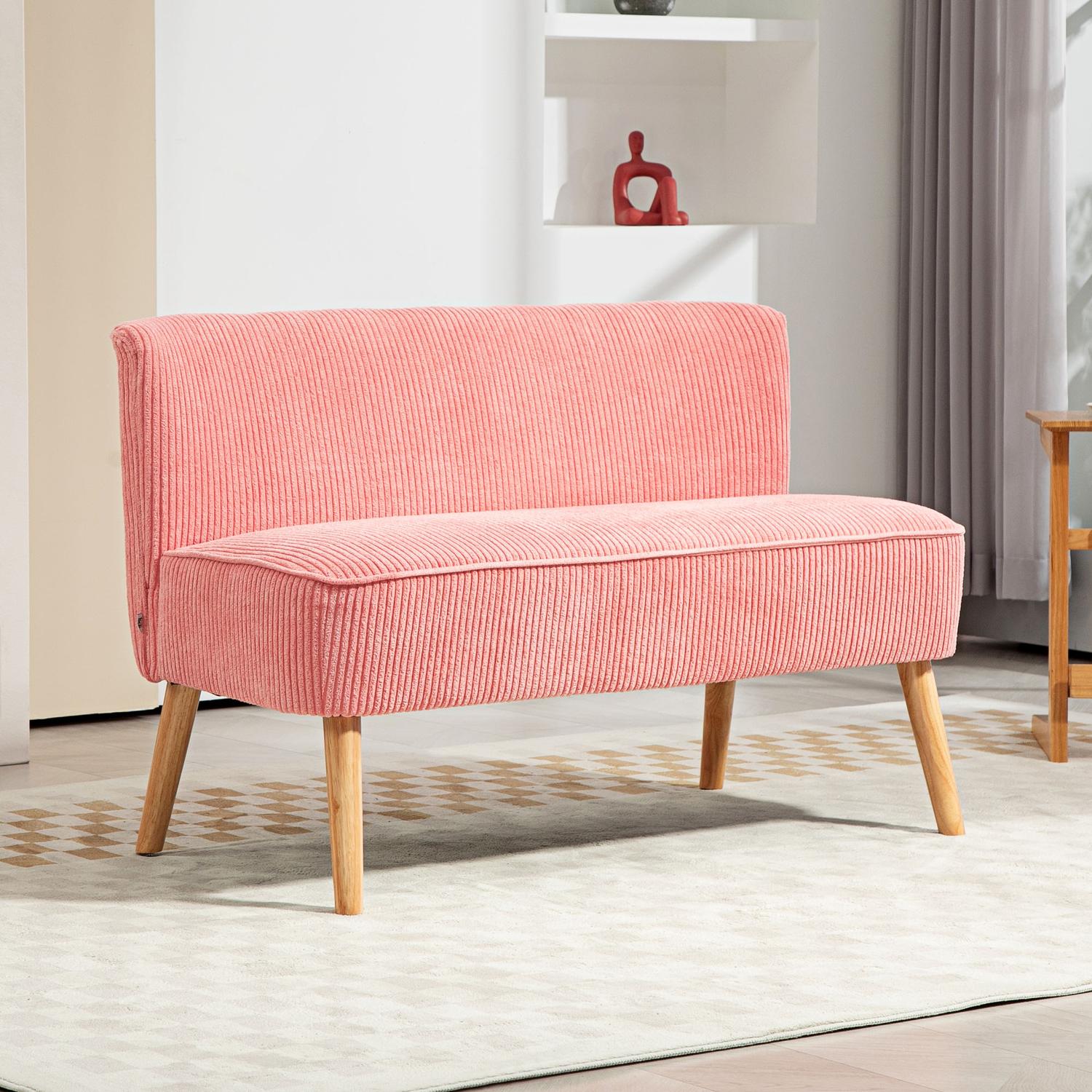 Roze 2-zits gestoffeerde bank – compact en gezellig design