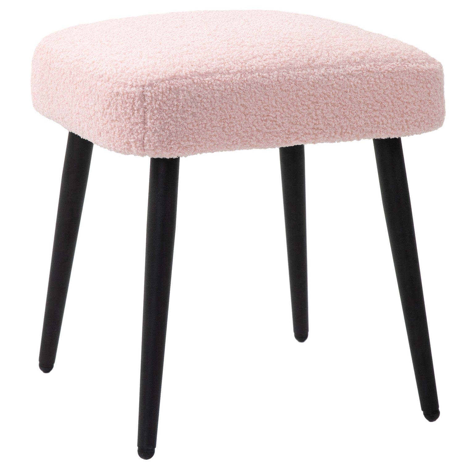 Roze vierkante poef – stalen poten, kasjmierlook