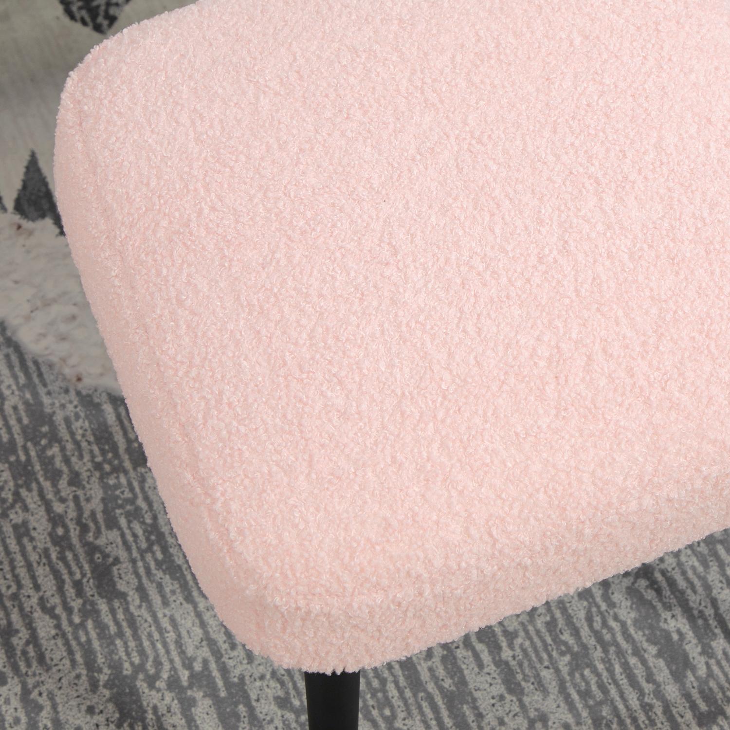 Roze vierkante poef – stalen poten, kasjmierlook