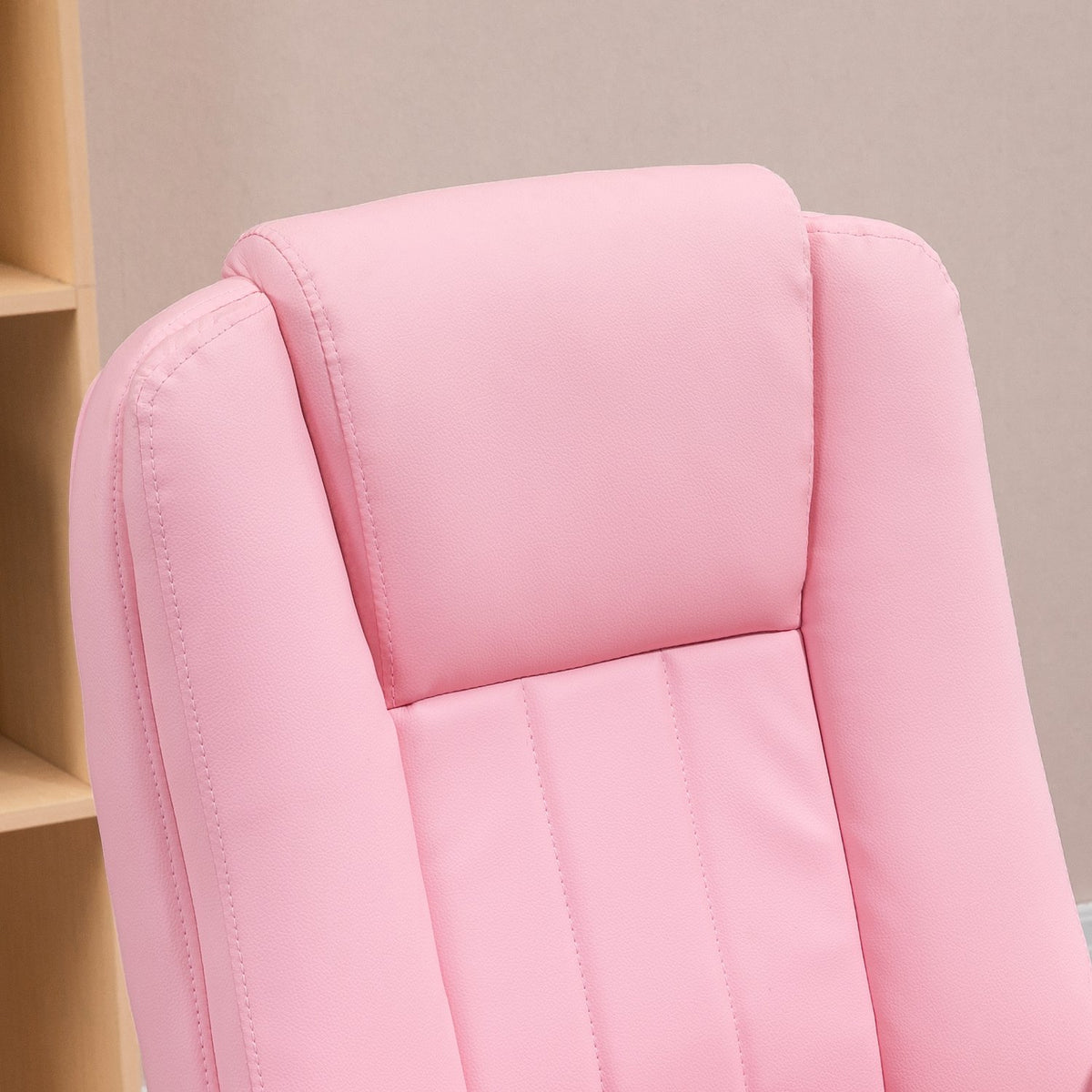 Roze bureaustoel van kunstleer – kantelbaar, in hoogte verstelbaar