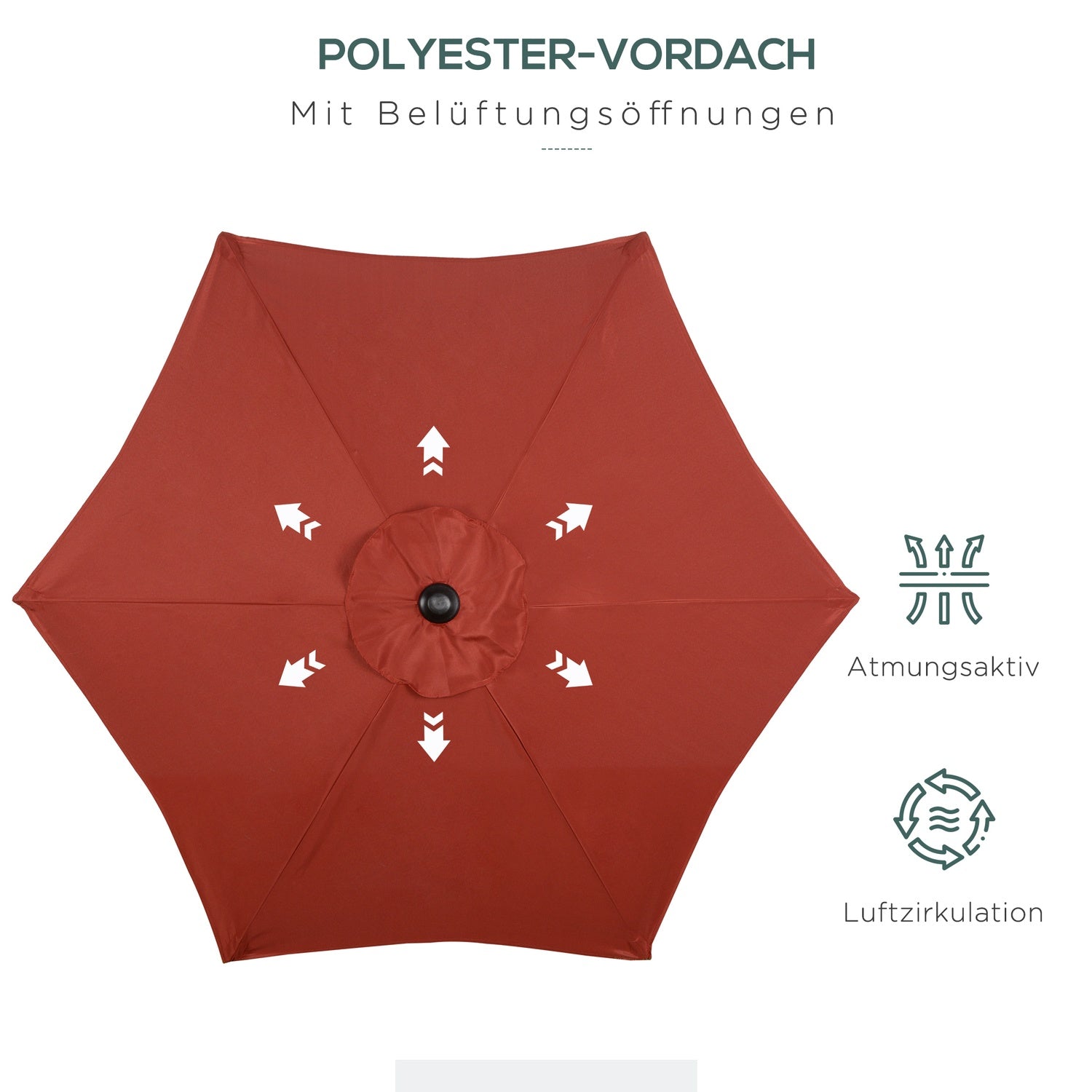 Draaibare windbestendige parasol Ø196 cm – Wijnrood zonnescherm
