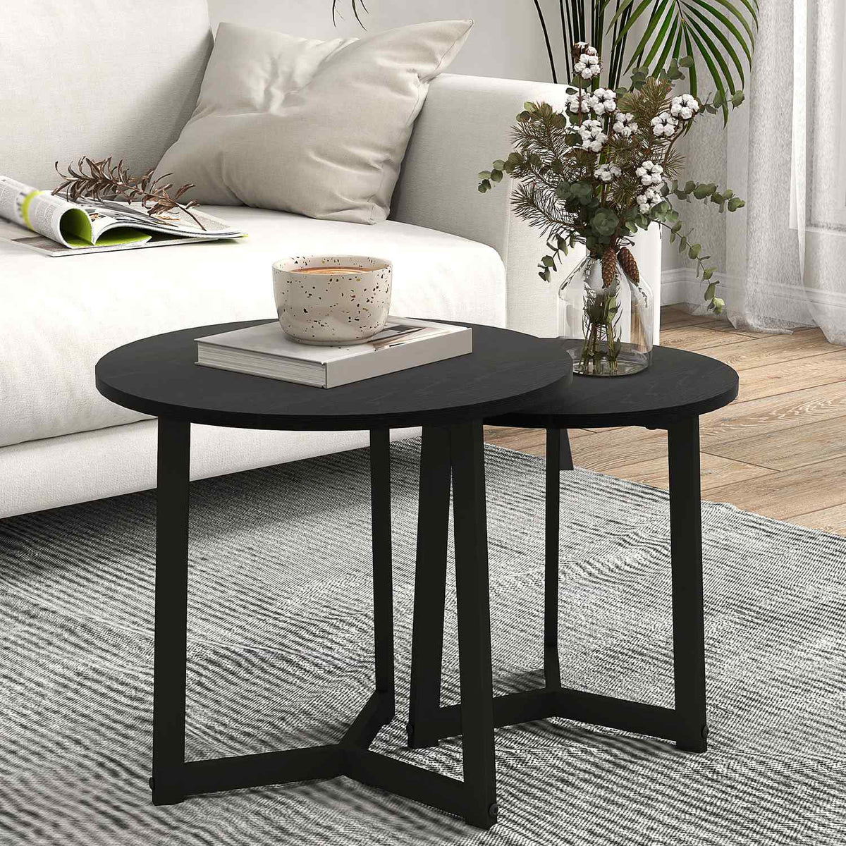 Ronde salontafel met stalen frame – modern zwart design