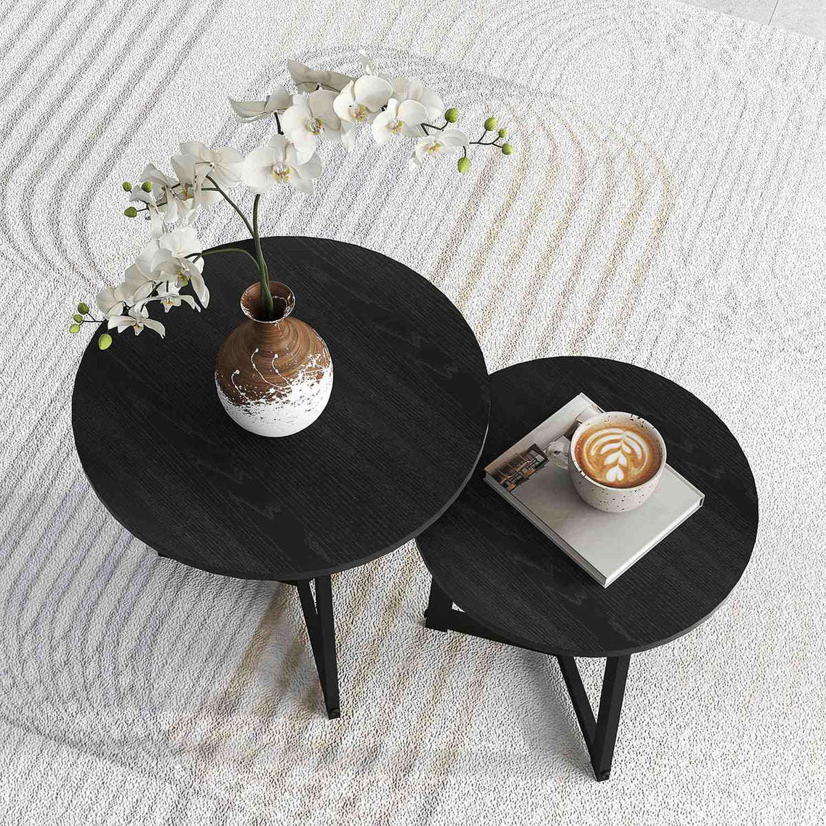 Ronde salontafel met stalen frame – modern zwart design
