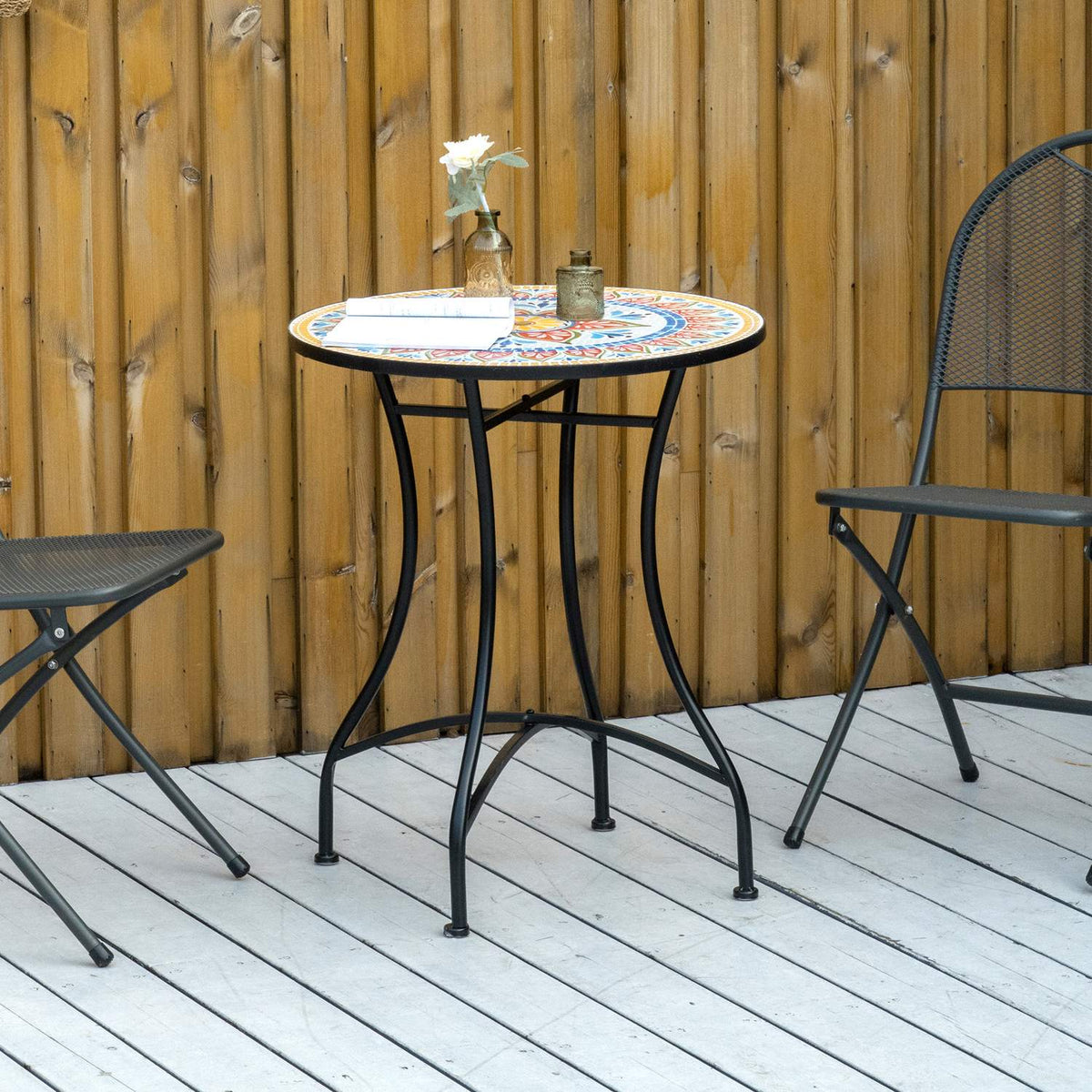 Rond Mosaic Garden Bistrotafel – Keramisch blad, Ø60 cm