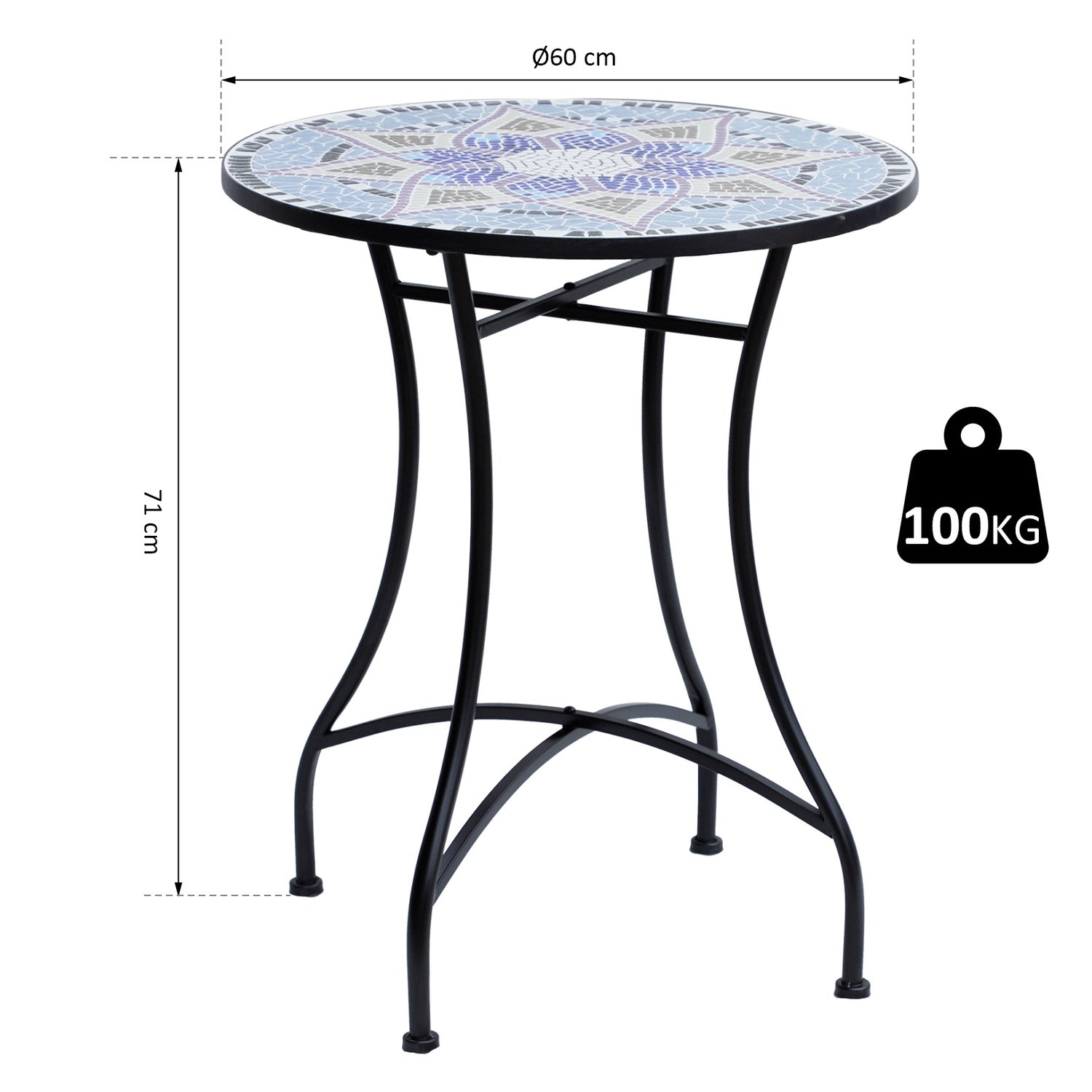 Tuinbalkontafel – Ø60 x H71 cm