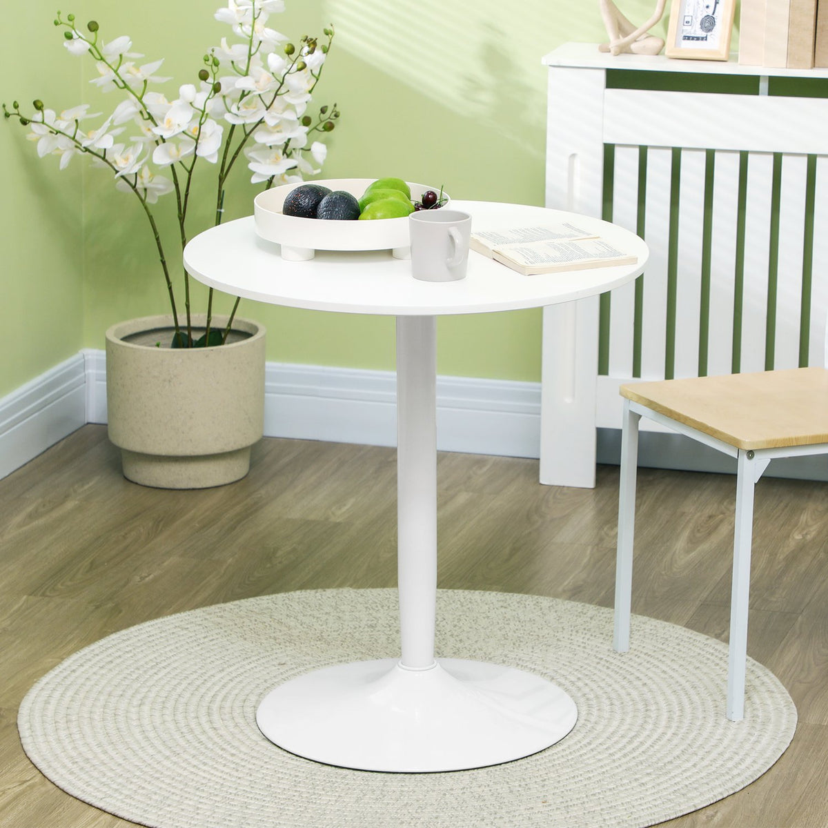 Ronde eettafel, Modern Wit, Stalen poten, Ø70 x 75 cm