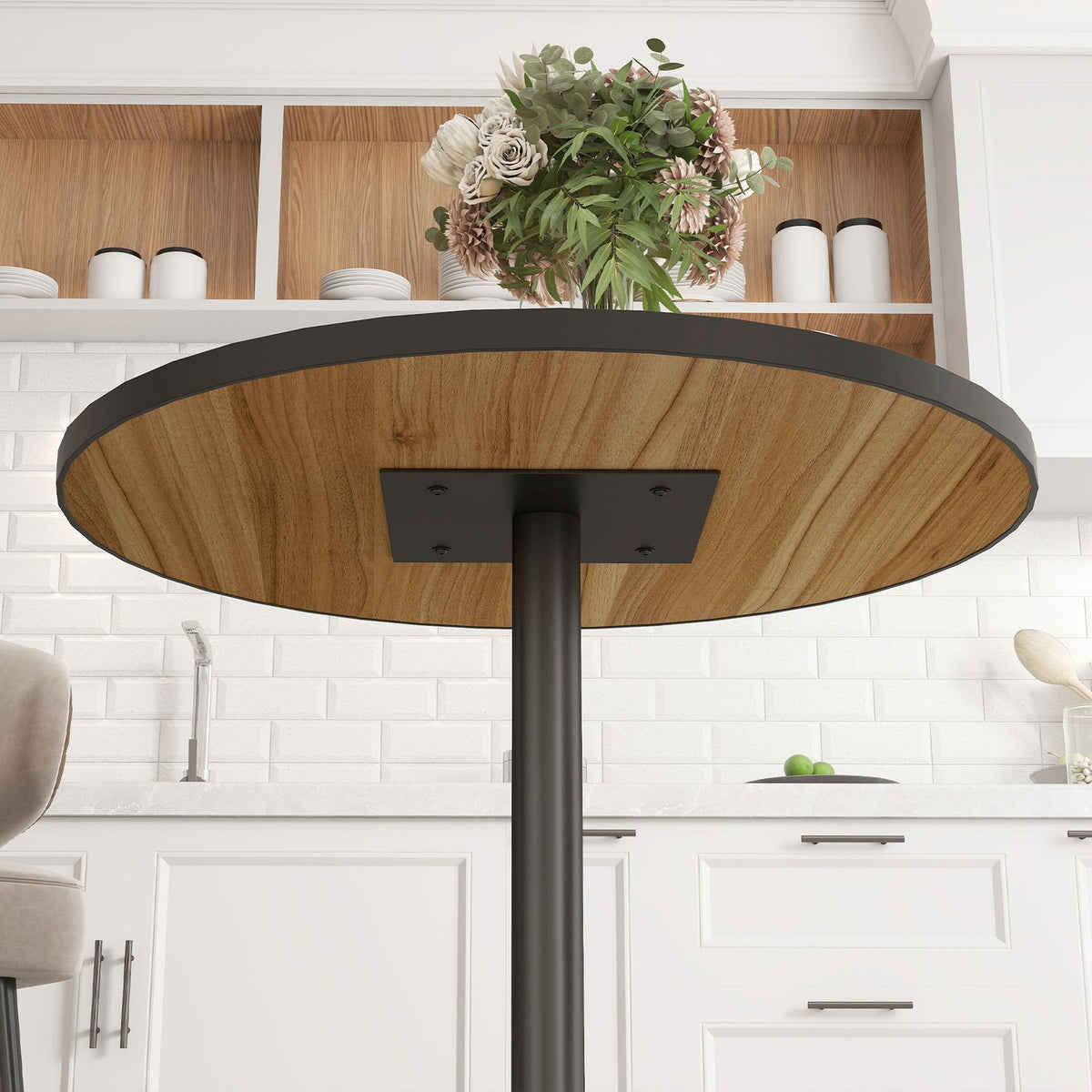 Ronde eettafel, eikenlook, compact design, voor 2-4 personen, eiken