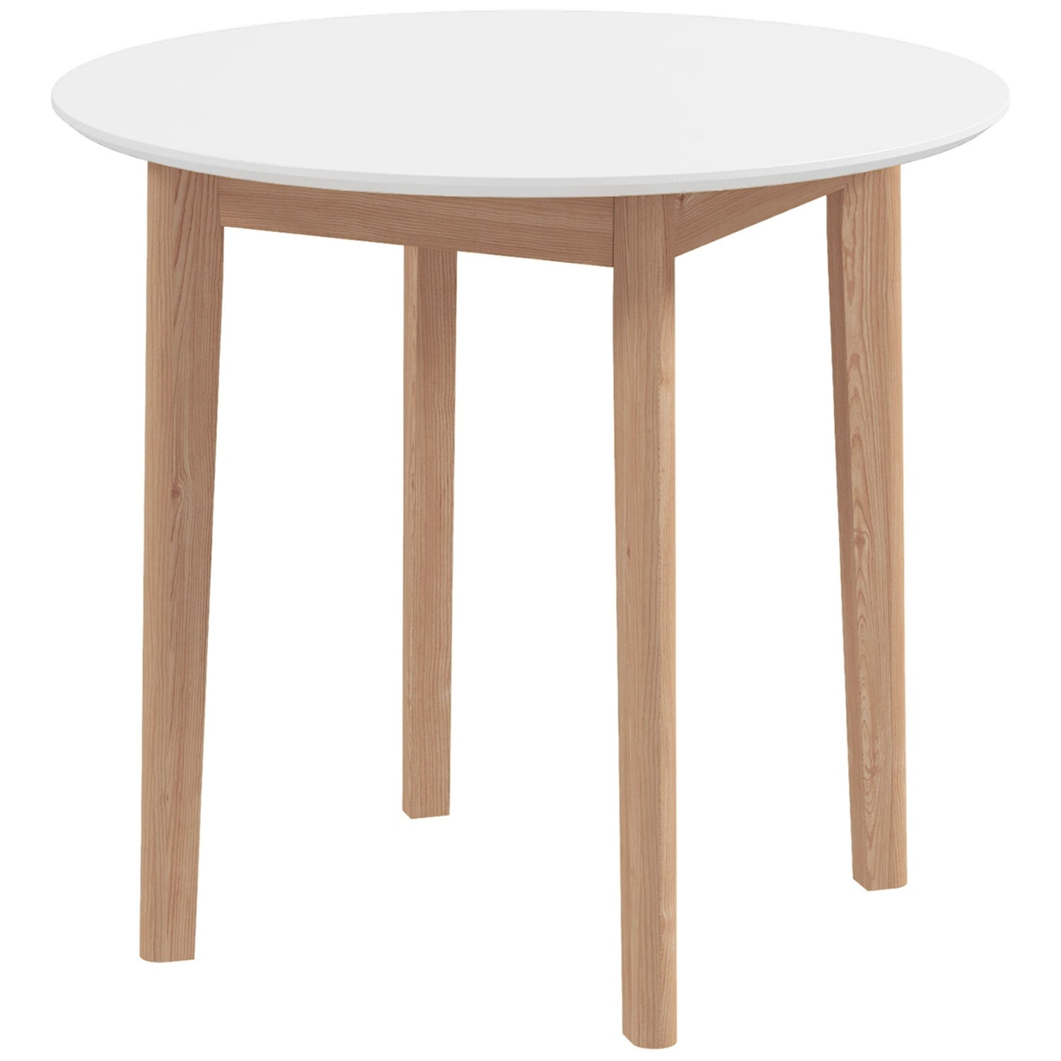 Ronde eettafel voor 2, massief hout, 75 cm, wit gelakt