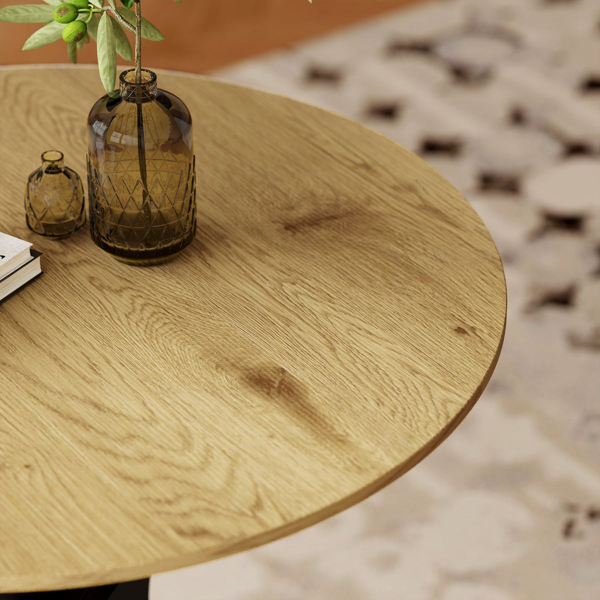 Ronde eettafel, modern design, 78x78x75 cm, natuurlijk hout