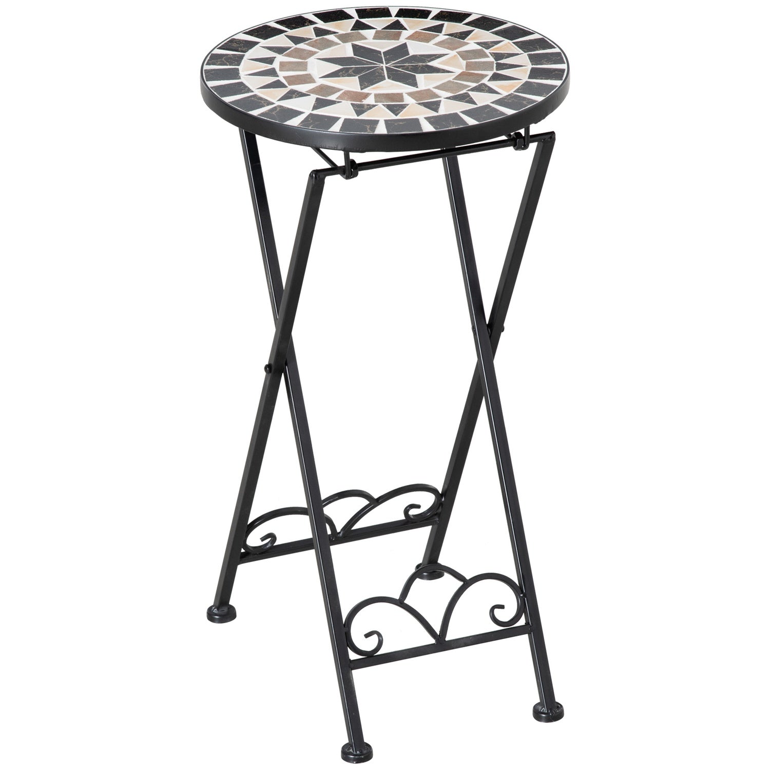 Rond mozaïek plantenrek, Ø36X67cm, opvouwbaar, binnen/buiten