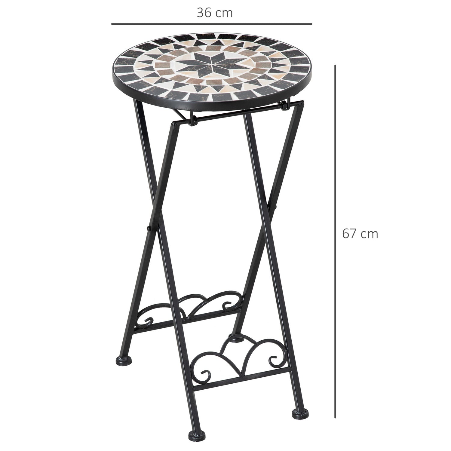 Rond mozaïek plantenrek, Ø36X67cm, opvouwbaar, binnen/buiten
