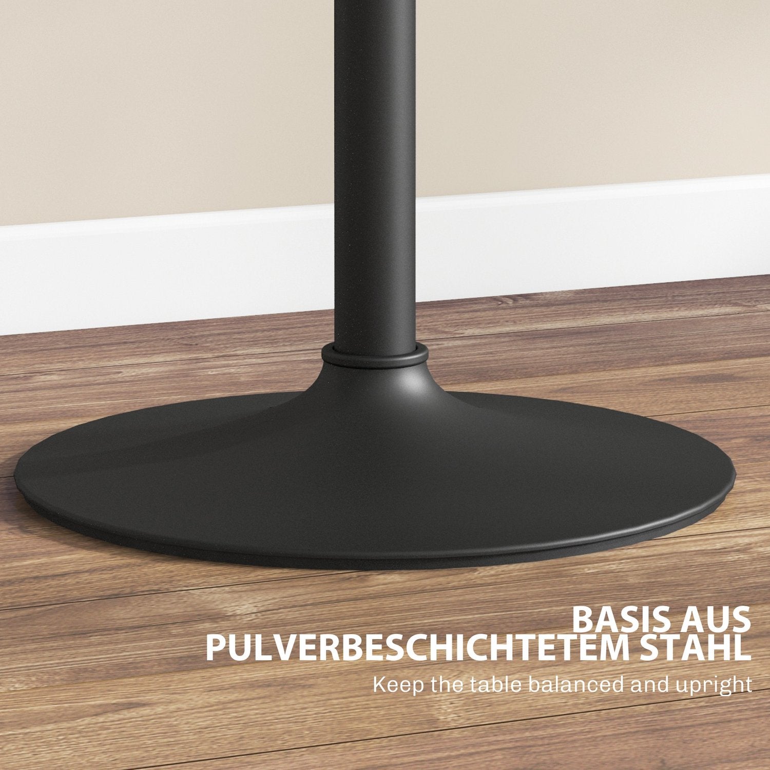 Ronde zwarte eettafel, marmerlook – verstelbaar Ø60 x 68-93,5 cm