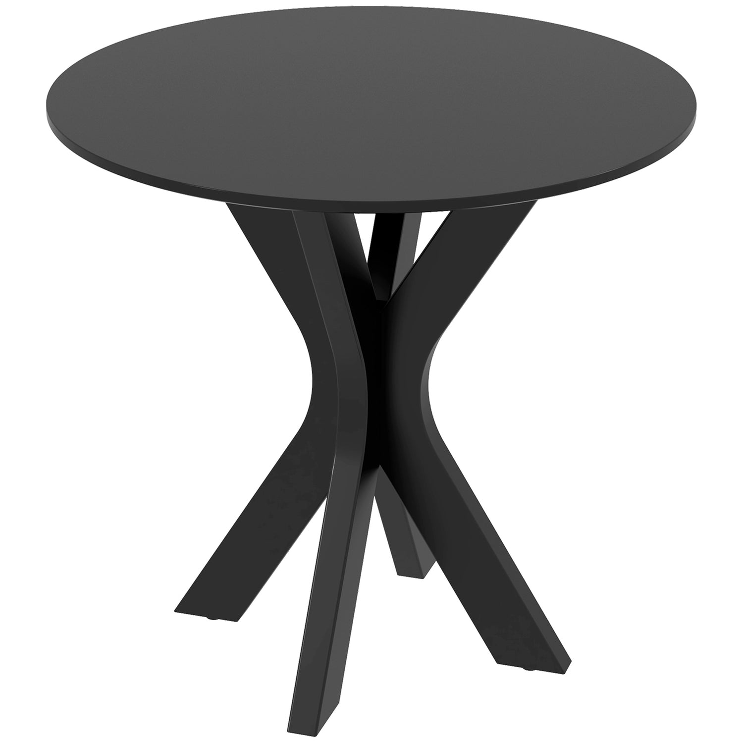 Ronde zwarte eettafel, modern stalen onderstel, Ø78 x 75 cm