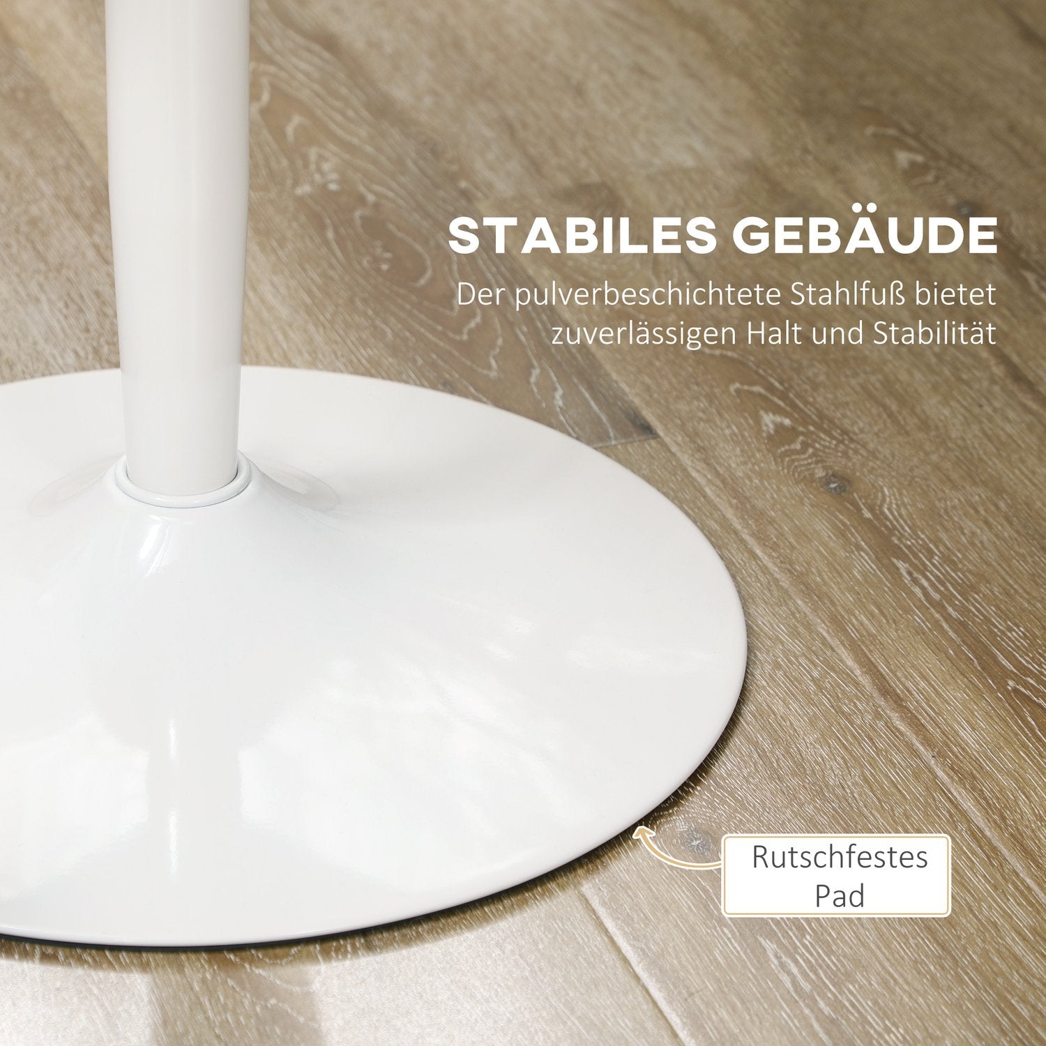 Ronde witte eettafel, moderne stalen poten, Ø80 x 75 cm