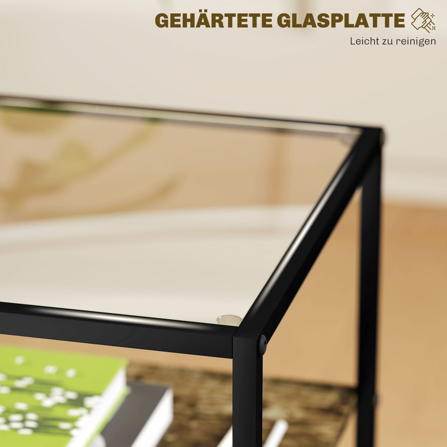 Rustieke bruine 3-laags glazen salontafel - set van 2