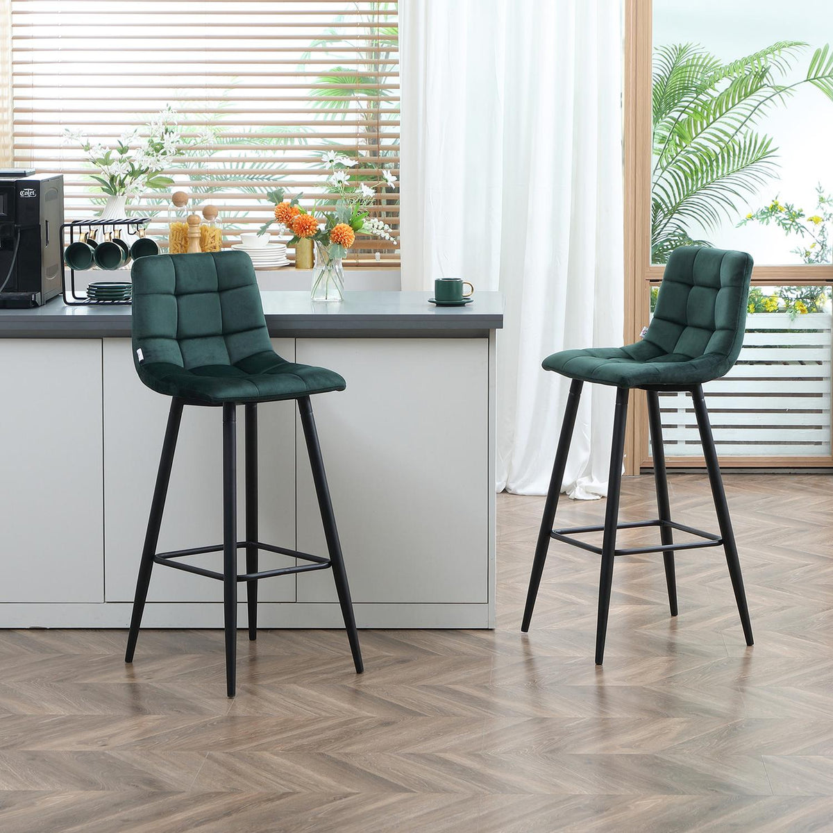 Fluwelen barkruk Set van 2, antislip, modern design