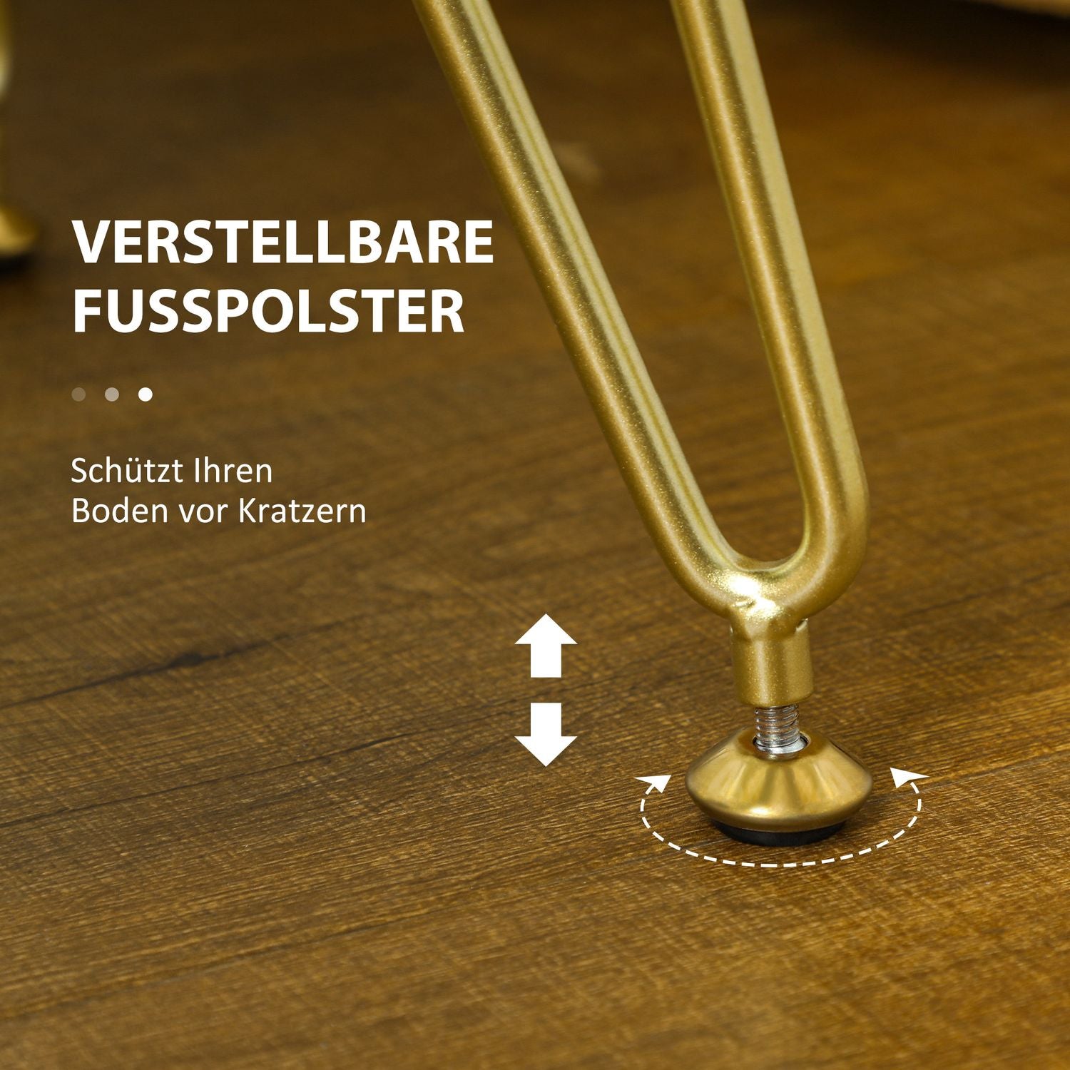Fluwelen voetenbank met metalen poten, crèmewit