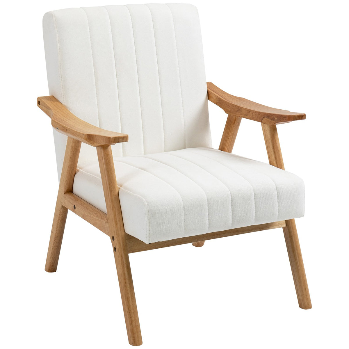 Scandi gestoffeerde loungestoel in fluweellook met armleuningen