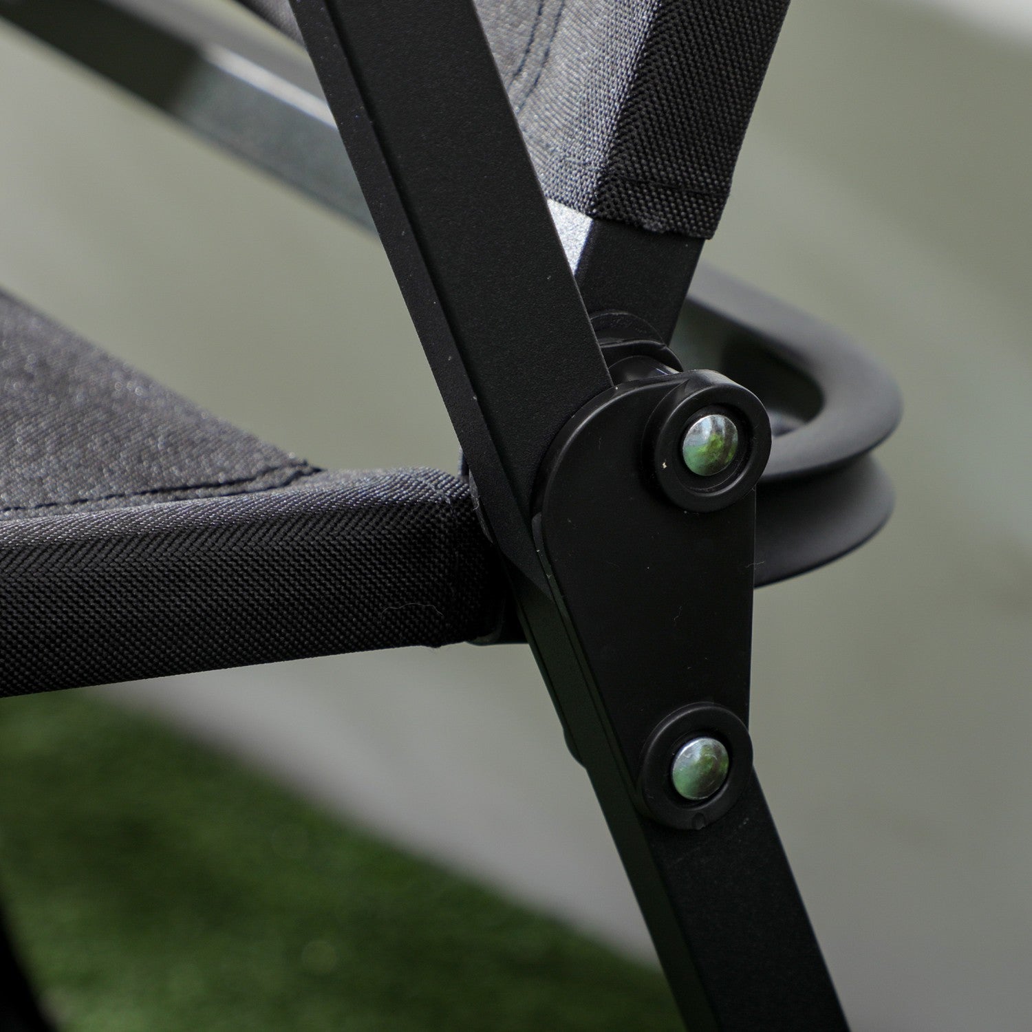 Set van 2 opvouwbare campingstoelen, zwart stalen frame