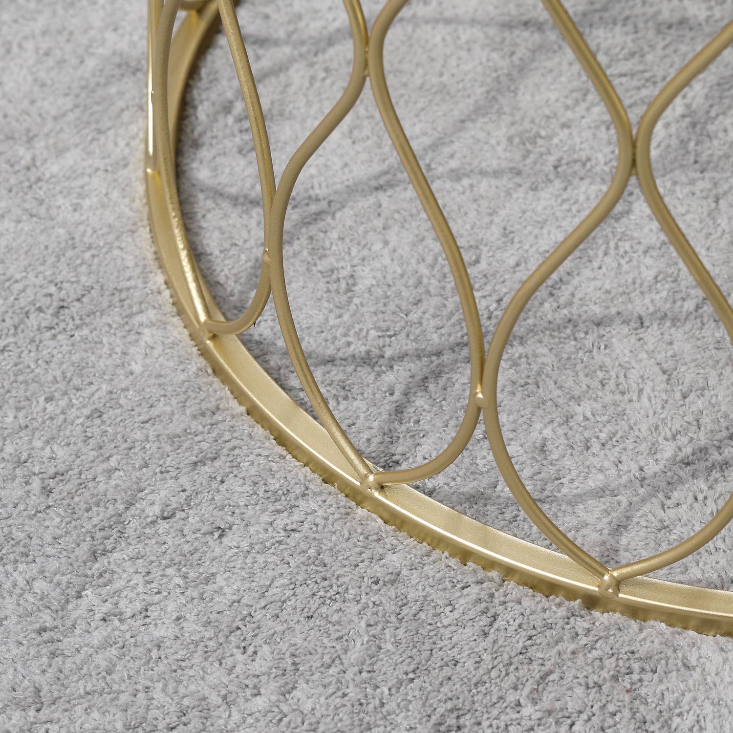 Set van 2 metalen bijzettafels voor buiten, goud & wit design