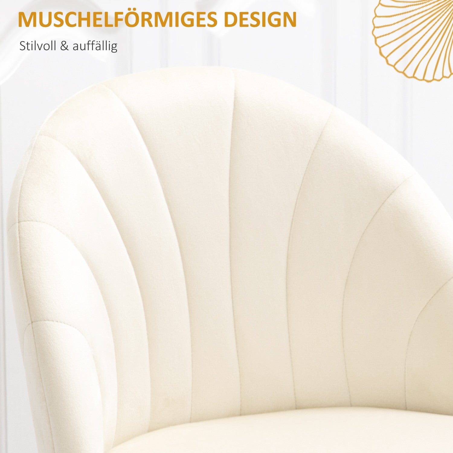 Set van 2 gestoffeerde eetkamerstoelen, Fluweellook, Crème